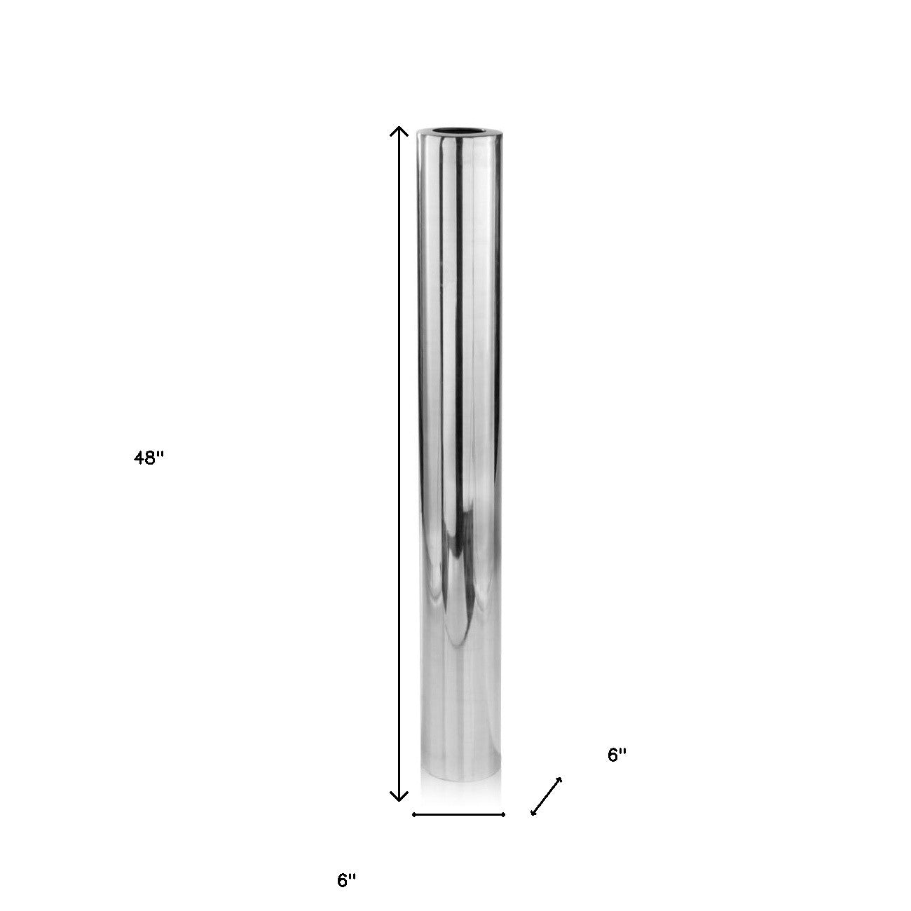 56" Silver Aluminum Cylinder Table Vase-Vases-DECOROLALA