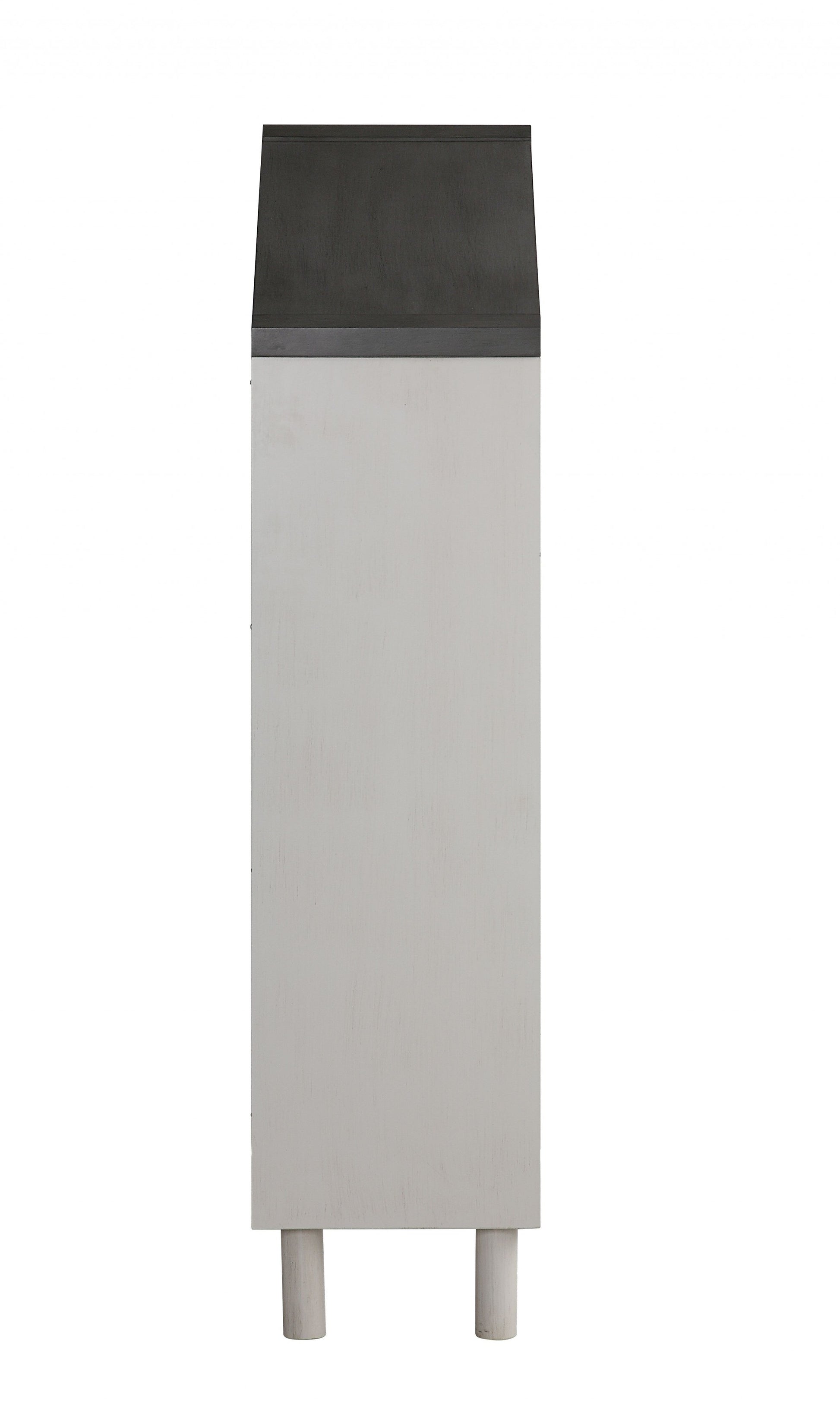 56" White Solid and Manufactured Wood and Solid Wood Three Tier Double Bookcase-Bookcases-DECOROLALA