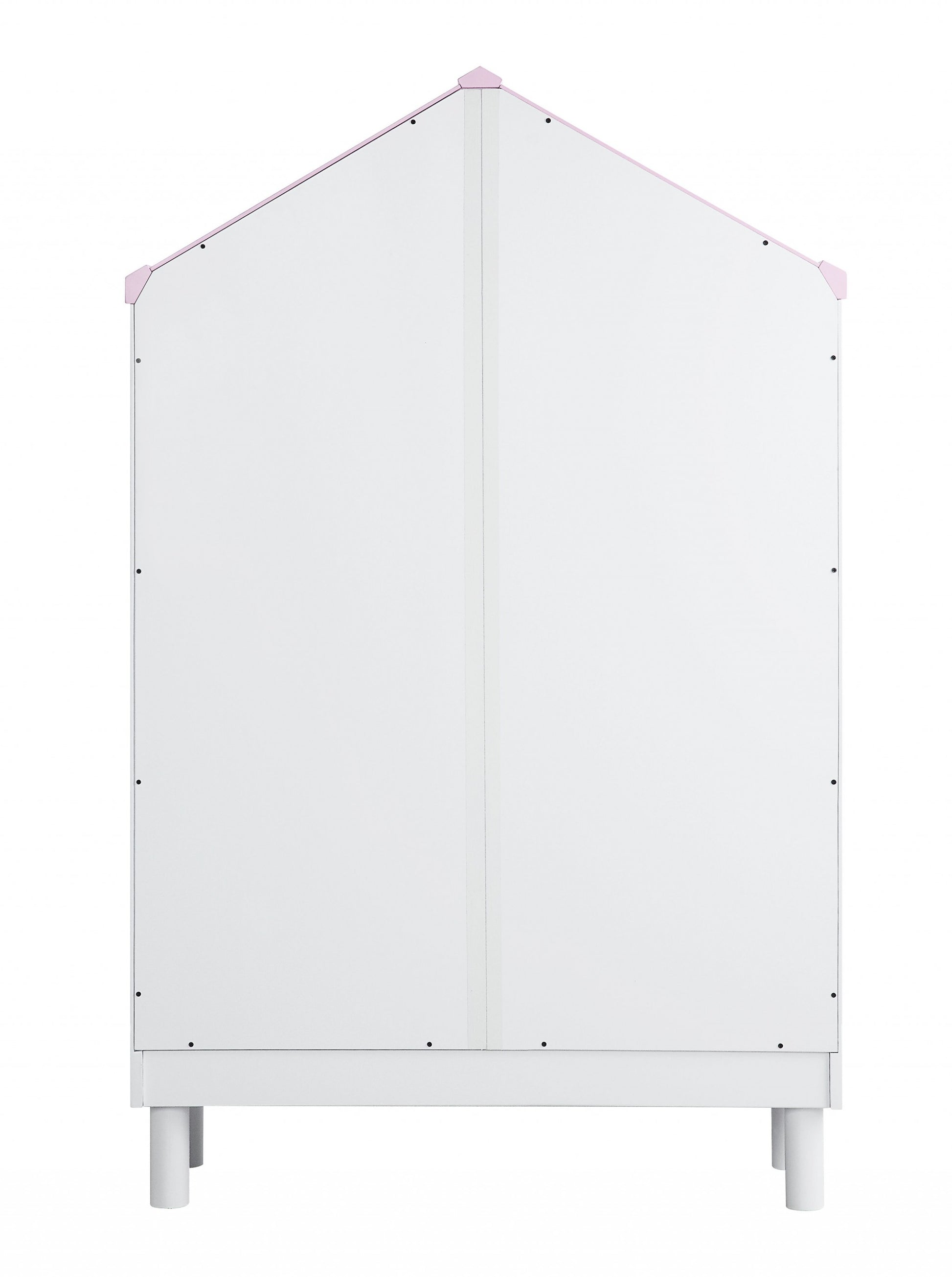 56" White Solid and Manufactured Wood and Solid Wood Three Tier Double Bookcase-Bookcases-DECOROLALA