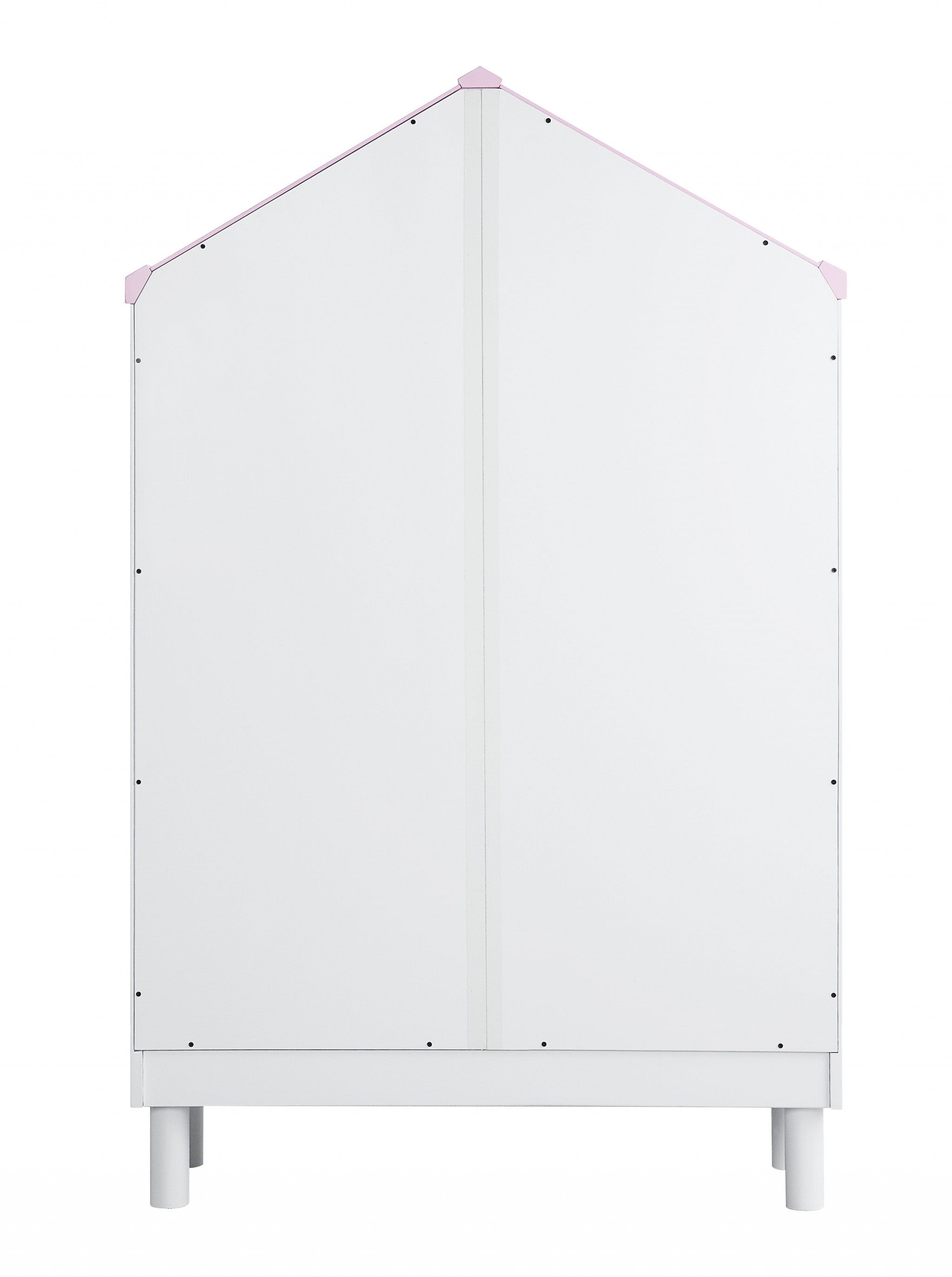 56" White Solid and Manufactured Wood and Solid Wood Three Tier Double Bookcase-Bookcases-DECOROLALA