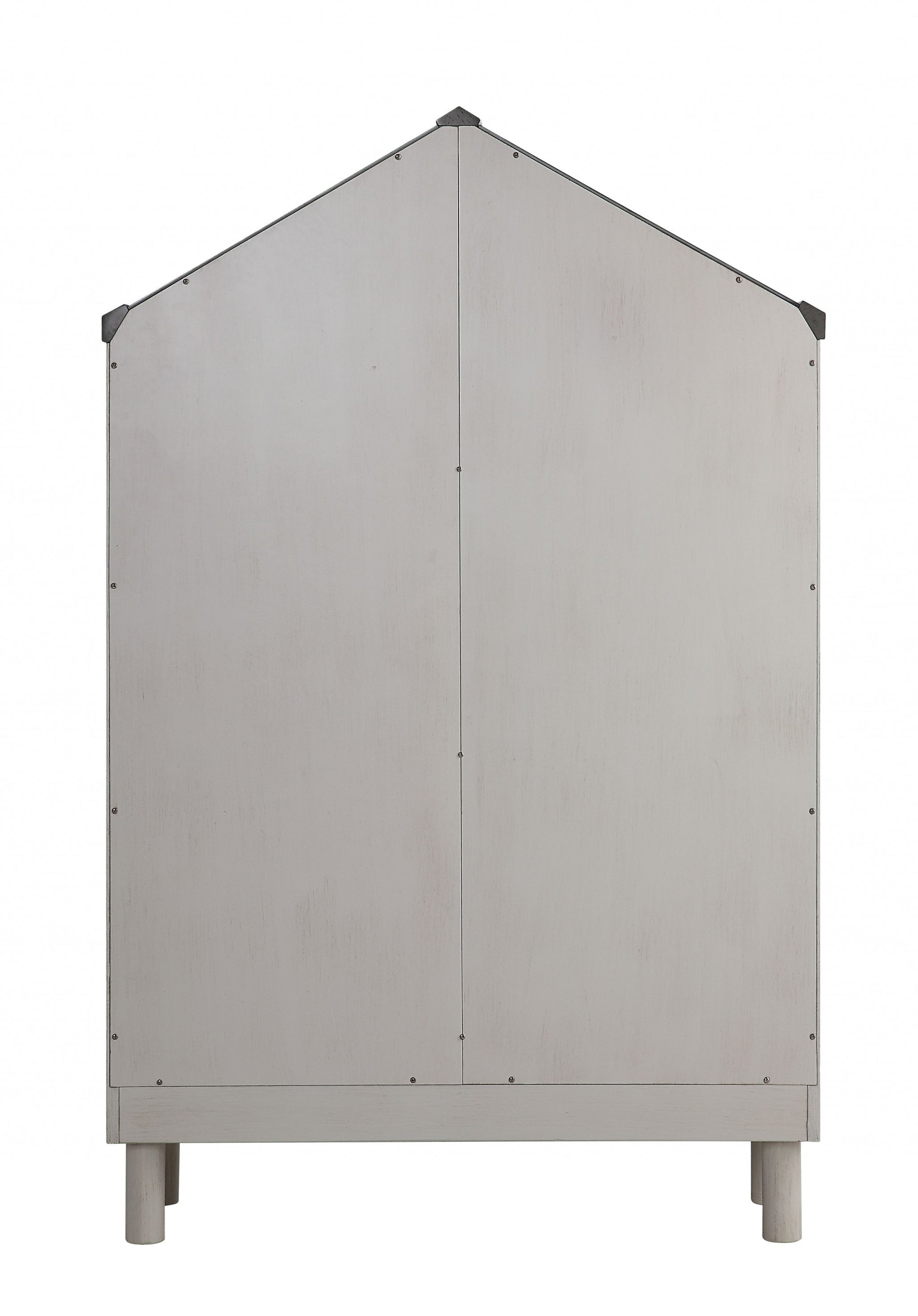 56" White Solid and Manufactured Wood and Solid Wood Three Tier Double Bookcase-Bookcases-DECOROLALA