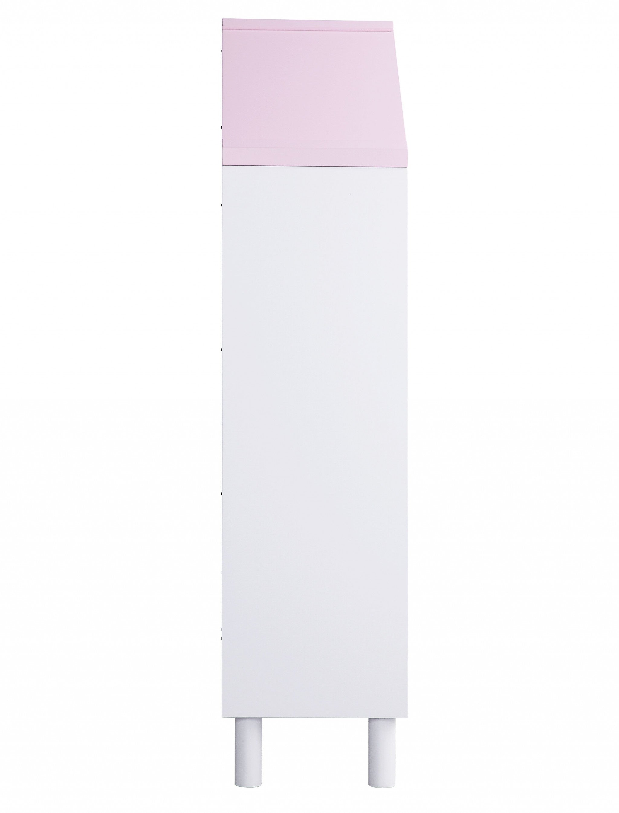 56" White Solid and Manufactured Wood and Solid Wood Three Tier Double Bookcase-Bookcases-DECOROLALA