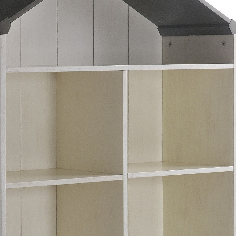 56" White Solid and Manufactured Wood and Solid Wood Three Tier Double Bookcase-Bookcases-DECOROLALA