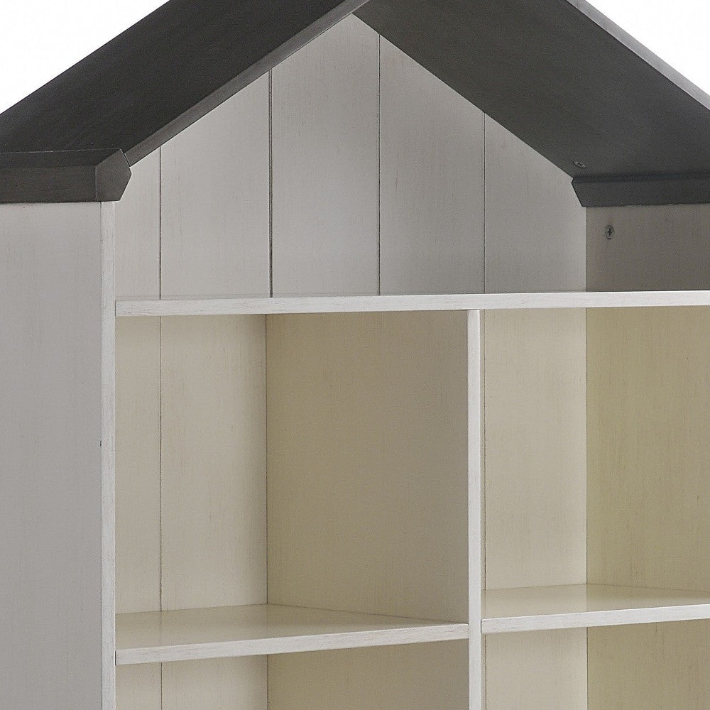 56" White Solid and Manufactured Wood and Solid Wood Three Tier Double Bookcase-Bookcases-DECOROLALA