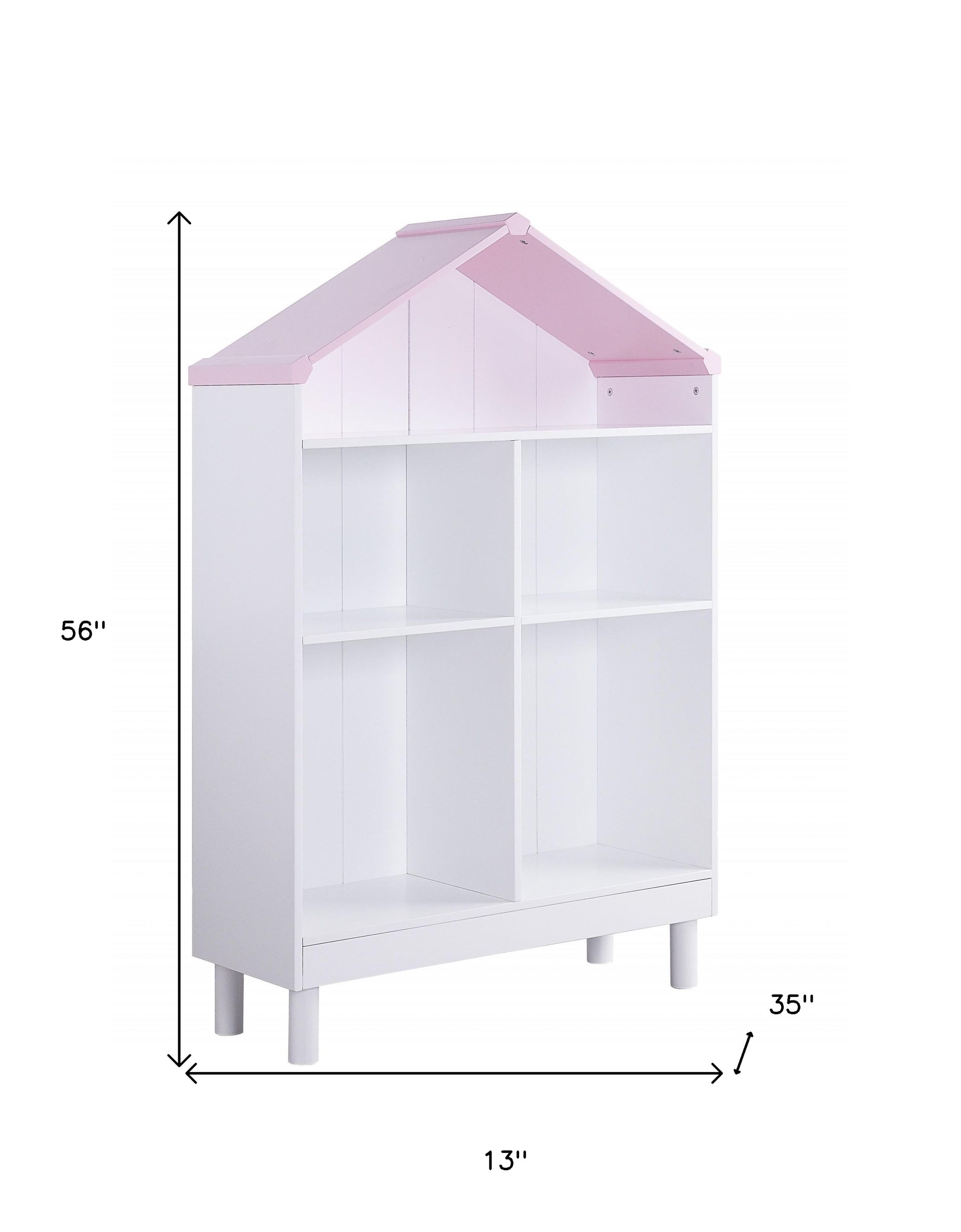 56" White Solid and Manufactured Wood and Solid Wood Three Tier Double Bookcase-Bookcases-DECOROLALA