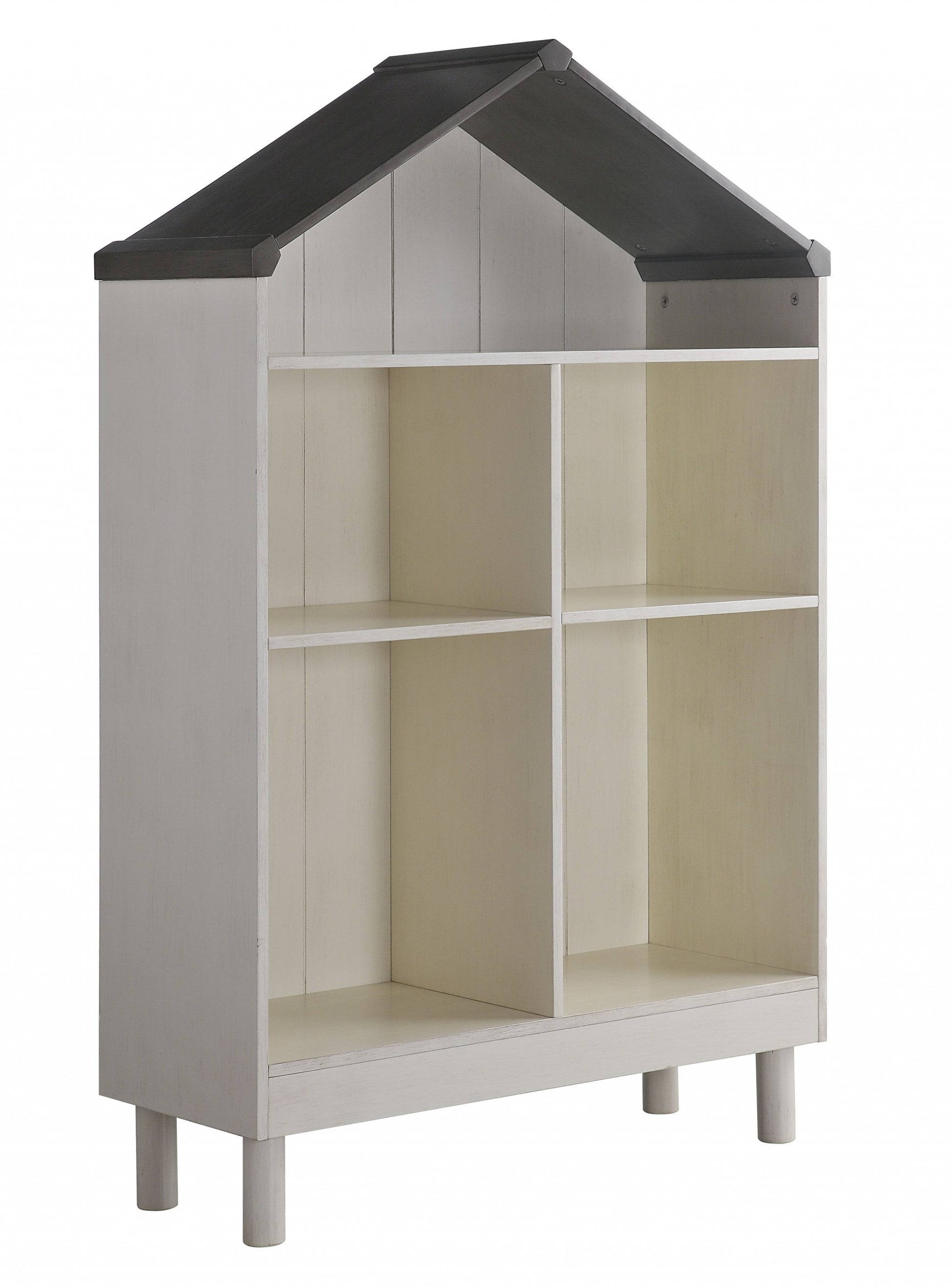 56" White Solid and Manufactured Wood and Solid Wood Three Tier Double Bookcase-Bookcases-DECOROLALA