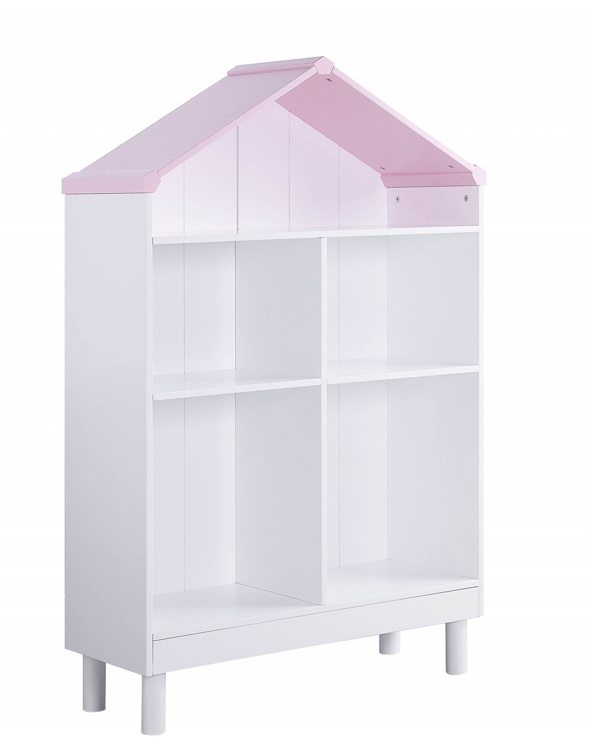 56" White Solid and Manufactured Wood and Solid Wood Three Tier Double Bookcase-Bookcases-DECOROLALA