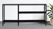56" White and Black Faux Marble Frame Console Table Two Shelves-Console Tables-DECOROLALA