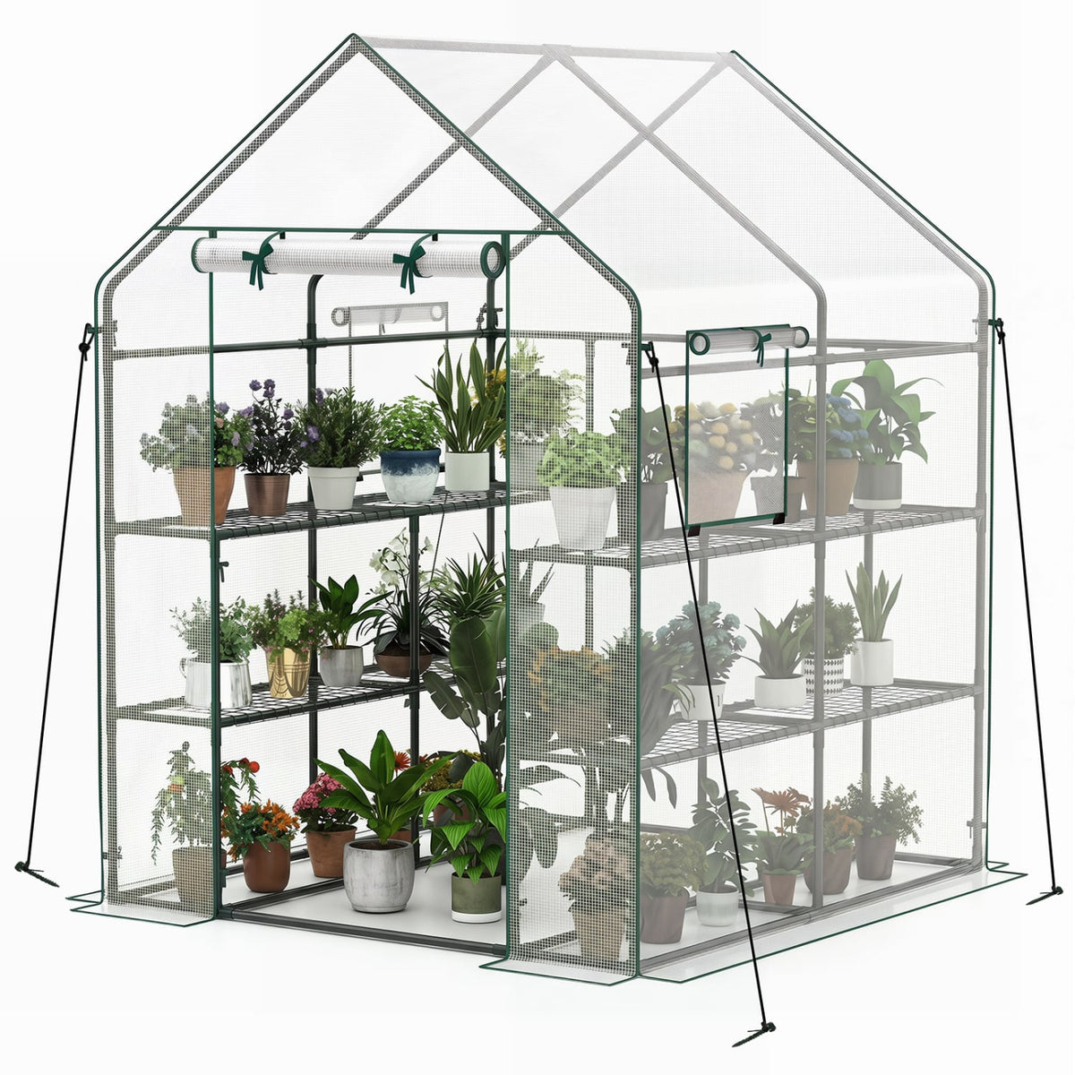 56 x 56 x 77 Inch Walk-in Greenhouse with Observation Windows-White-Greenhouses-DECOROLALA