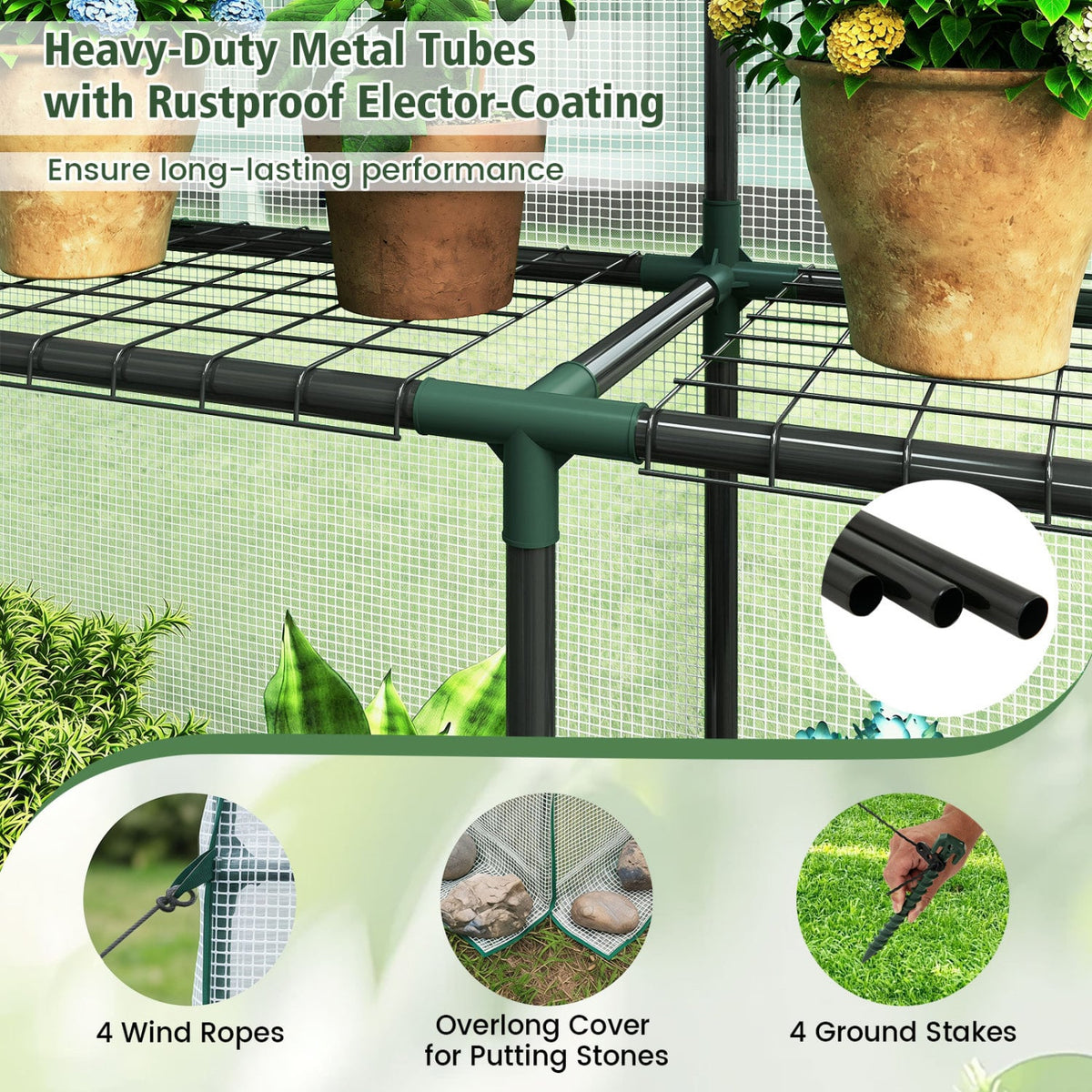 56 x 56 x 77 Inch Walk-in Greenhouse with Observation Windows-White-Greenhouses-DECOROLALA