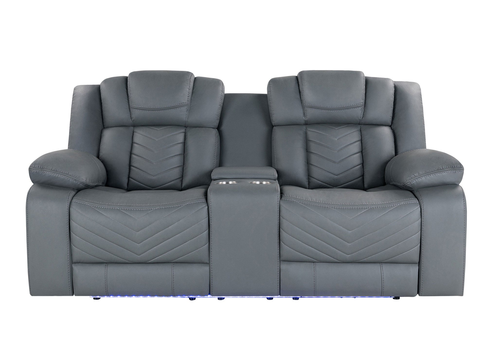 75" Light Gray Faux Leather Power Reclining Loveseat With Storage-Love Seats-DECOROLALA