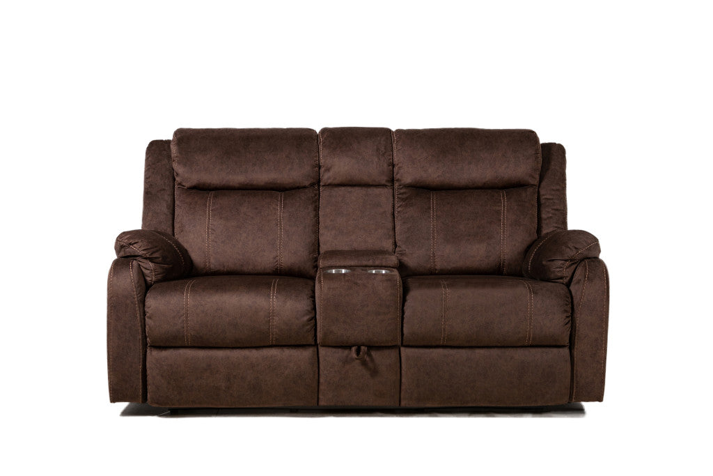 70" Dark Brown Manual Reclining Loveseat With Storage-1