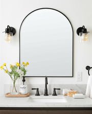 39" Black Arch Metal Framed Bathroom Vanity Mirror-Mirrors-DECOROLALA