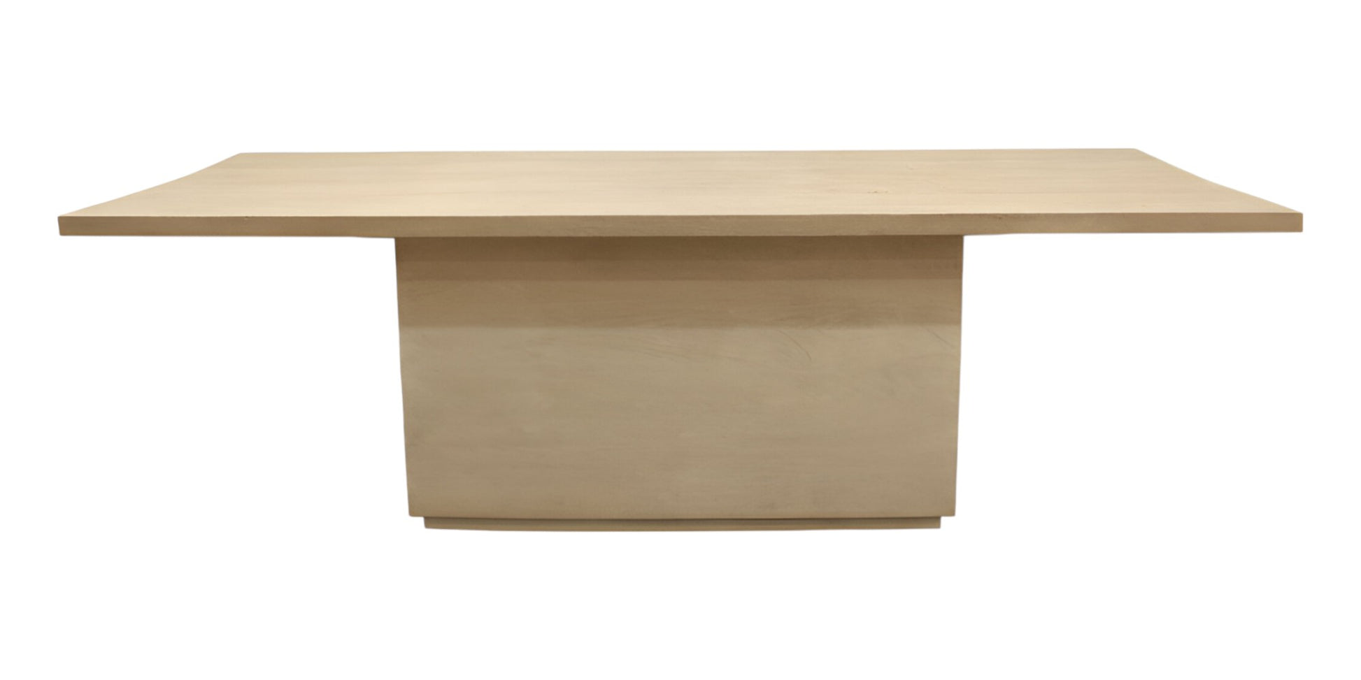 96" Natural and Brown Solid Wood Pedestal Base Dining Table-Dining Tables-DECOROLALA