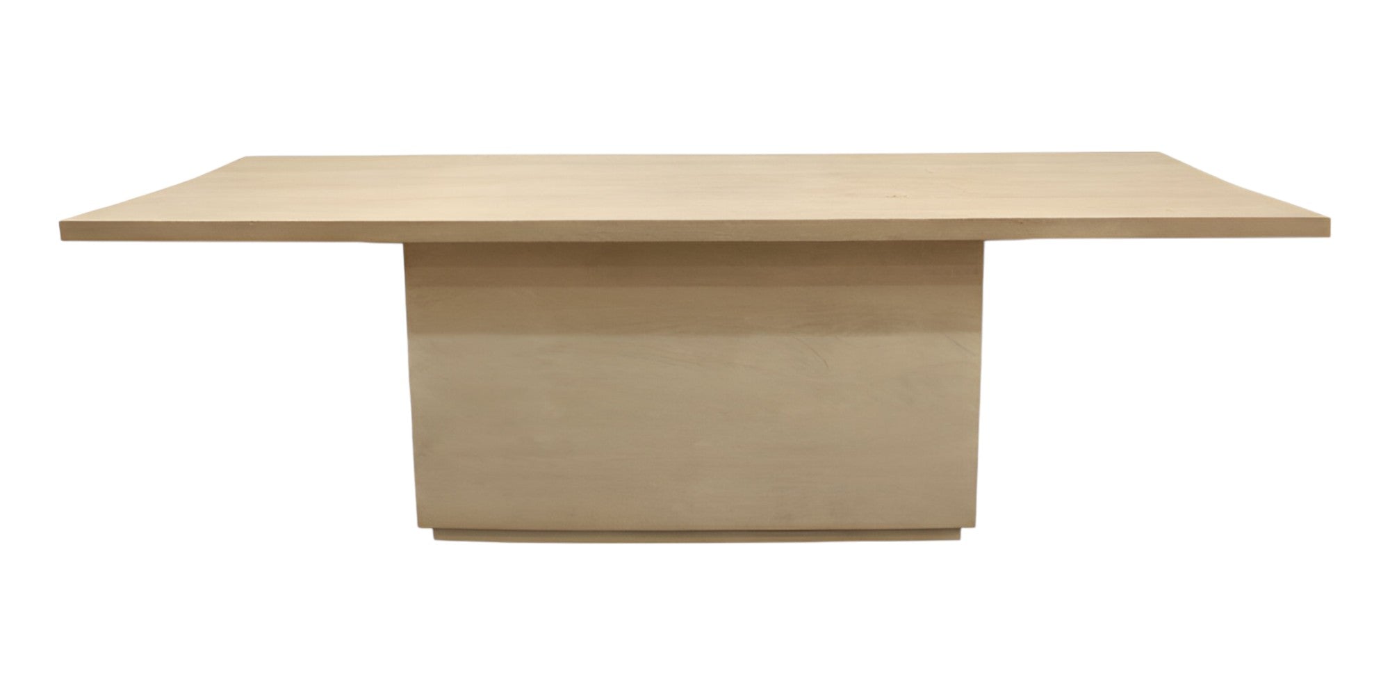 96" Natural and Brown Solid Wood Pedestal Base Dining Table-Dining Tables-DECOROLALA