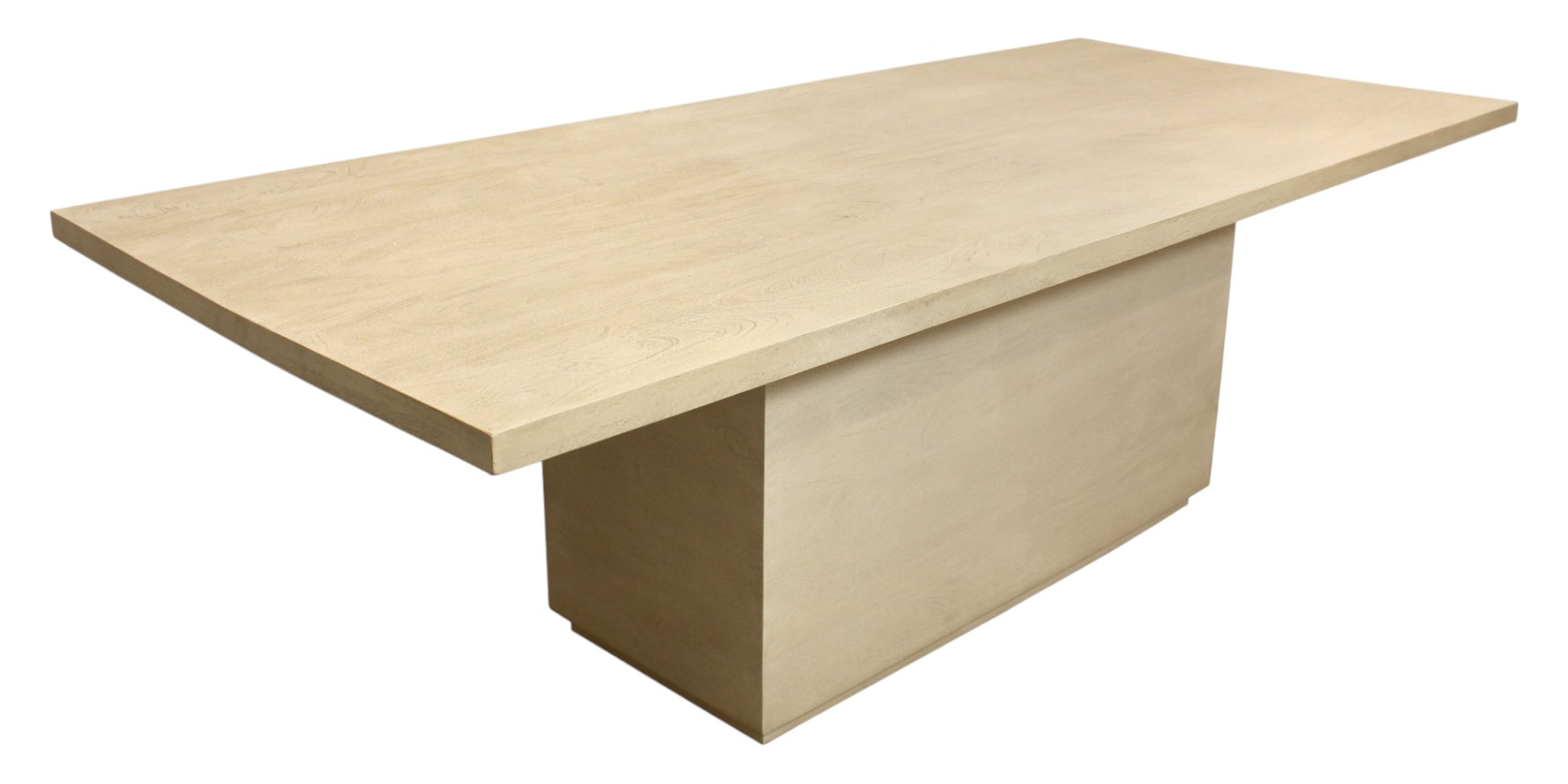96" Natural and Brown Solid Wood Pedestal Base Dining Table-Dining Tables-DECOROLALA