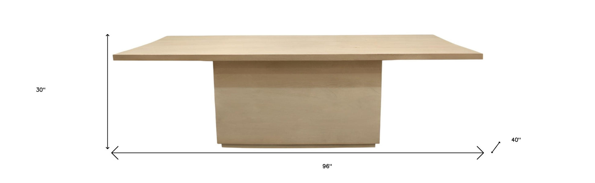 96" Natural and Brown Solid Wood Pedestal Base Dining Table-Dining Tables-DECOROLALA