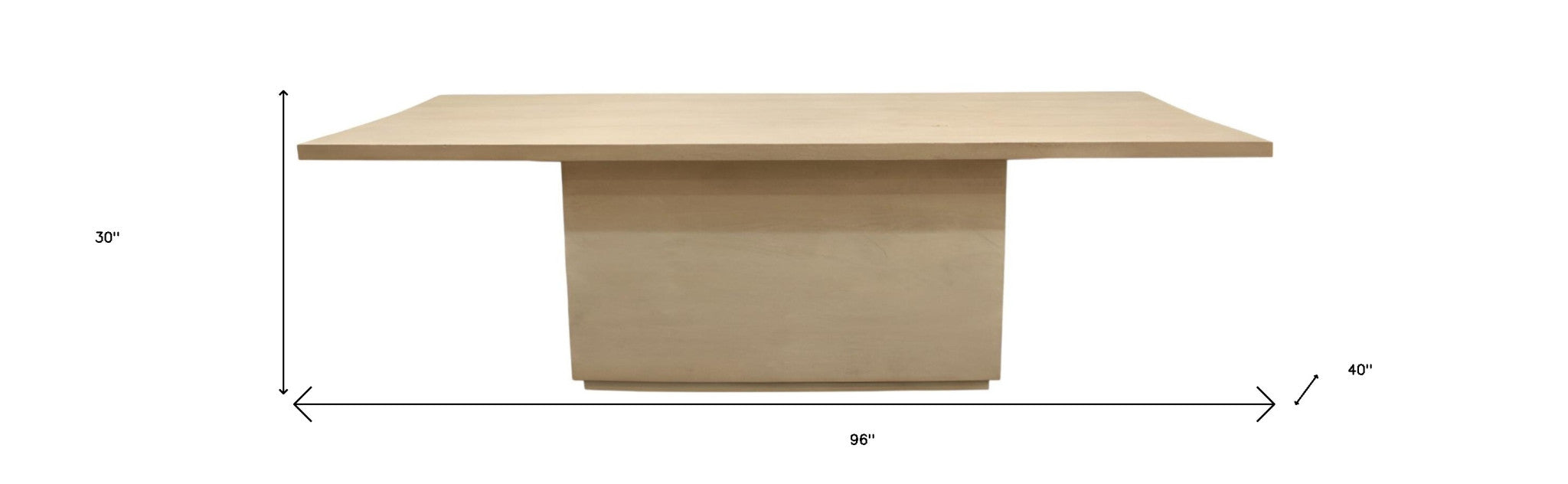96" Natural and Brown Solid Wood Pedestal Base Dining Table-Dining Tables-DECOROLALA