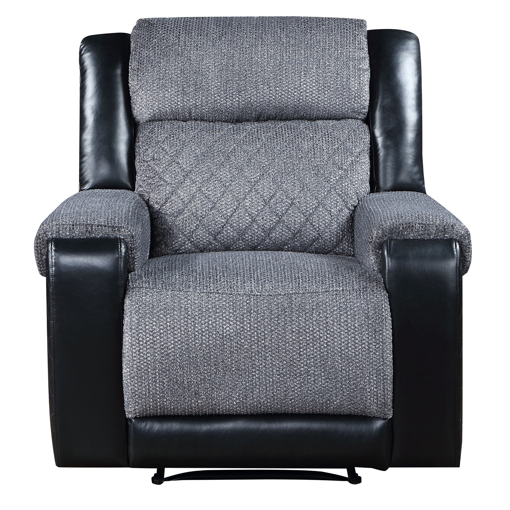 39" Black And Gray Faux Leather And Fabric Manual Recliner-Recliners-DECOROLALA
