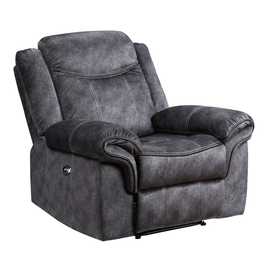 41" Granite Gray Fabric Power Recliner-1