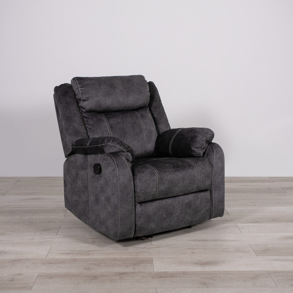 35" Granite Gray Fabric Manual Recliner-Recliners-DECOROLALA