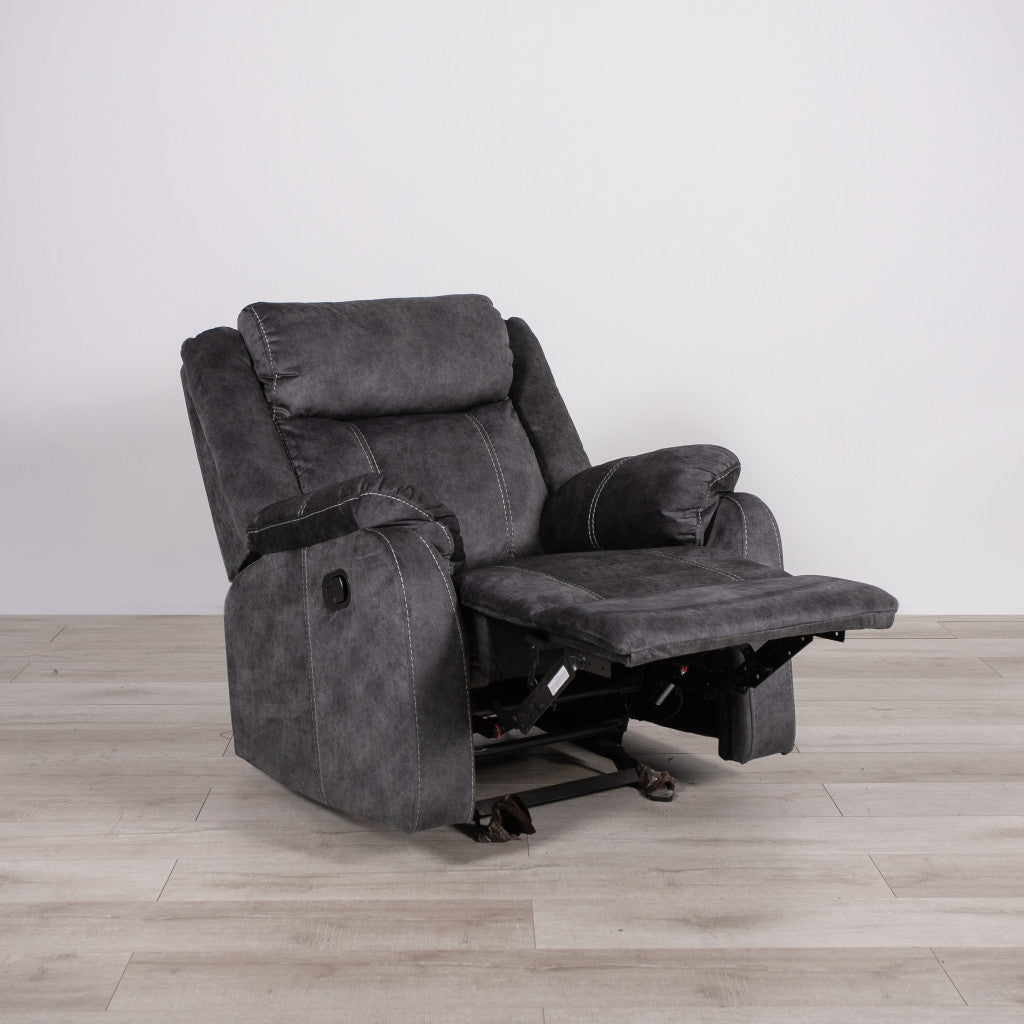 35" Granite Gray Fabric Manual Recliner-Recliners-DECOROLALA