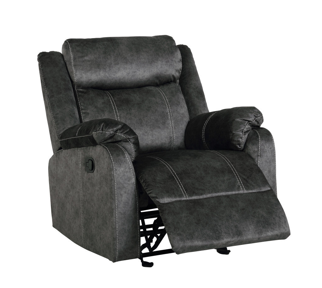 35" Granite Gray Fabric Manual Recliner-Recliners-DECOROLALA