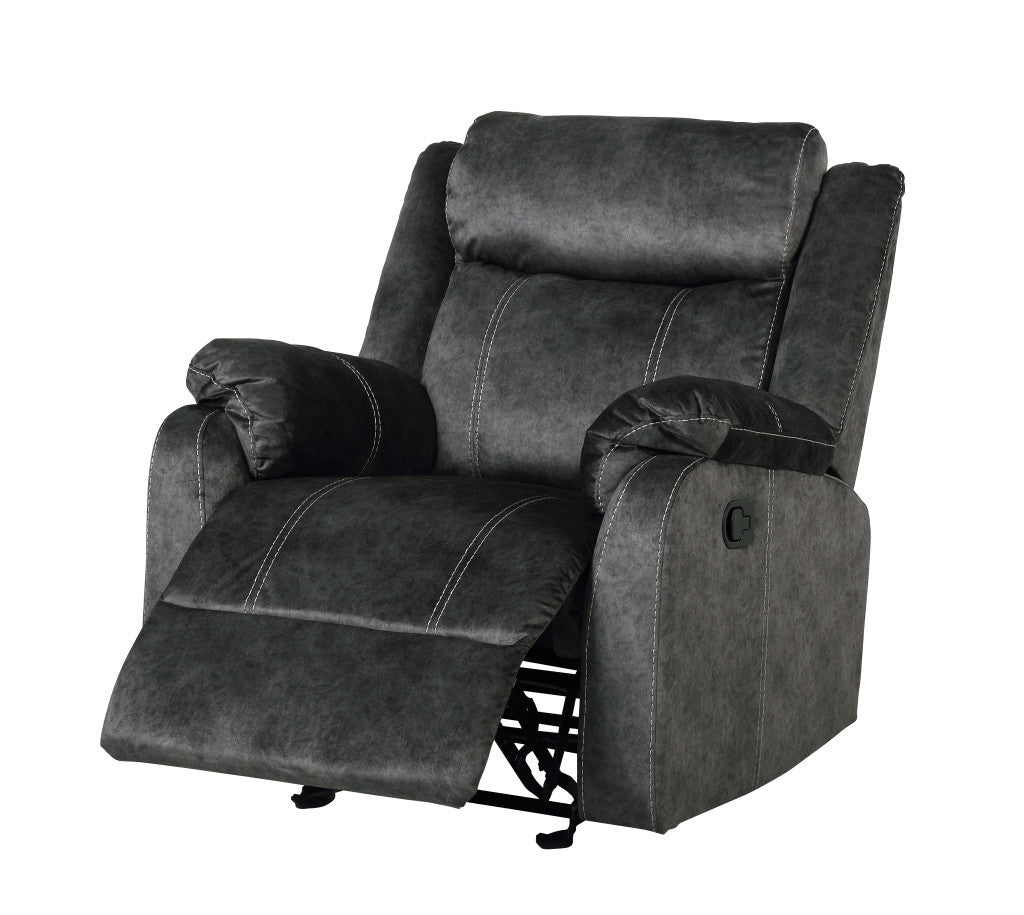 35" Granite Gray Fabric Manual Recliner-Recliners-DECOROLALA