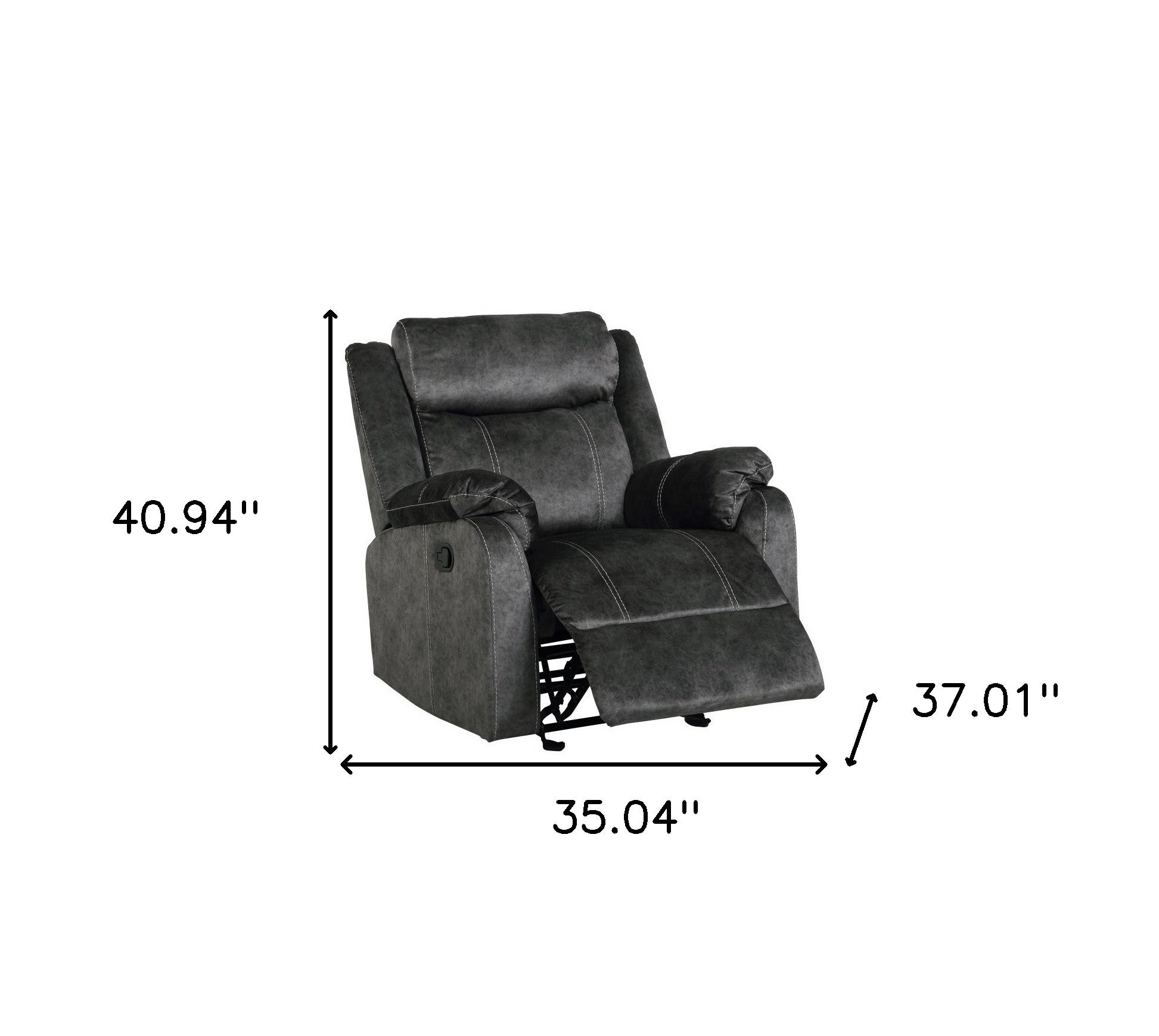35" Granite Gray Fabric Manual Recliner-Recliners-DECOROLALA