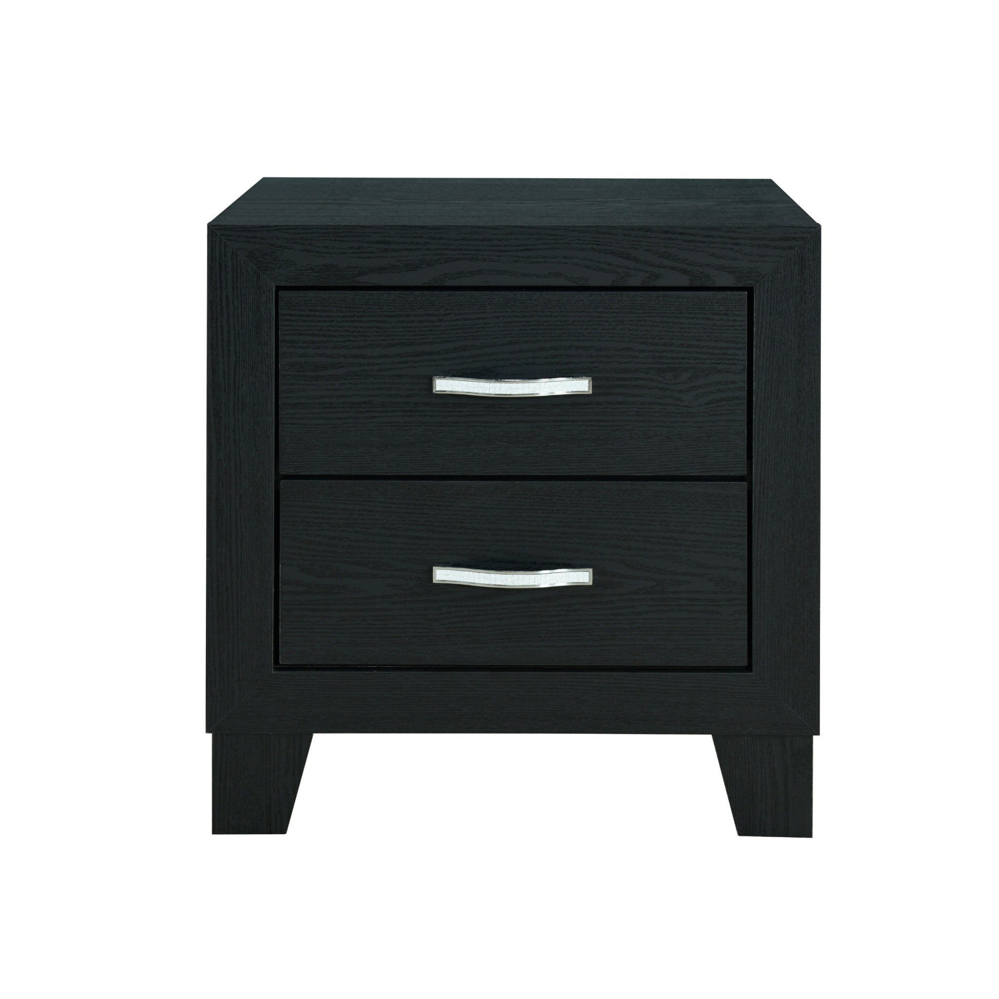 22" Black Solid and Manufactured Wood Two Drawer Nightstand-Nightstands & Bedside Tables-DECOROLALA