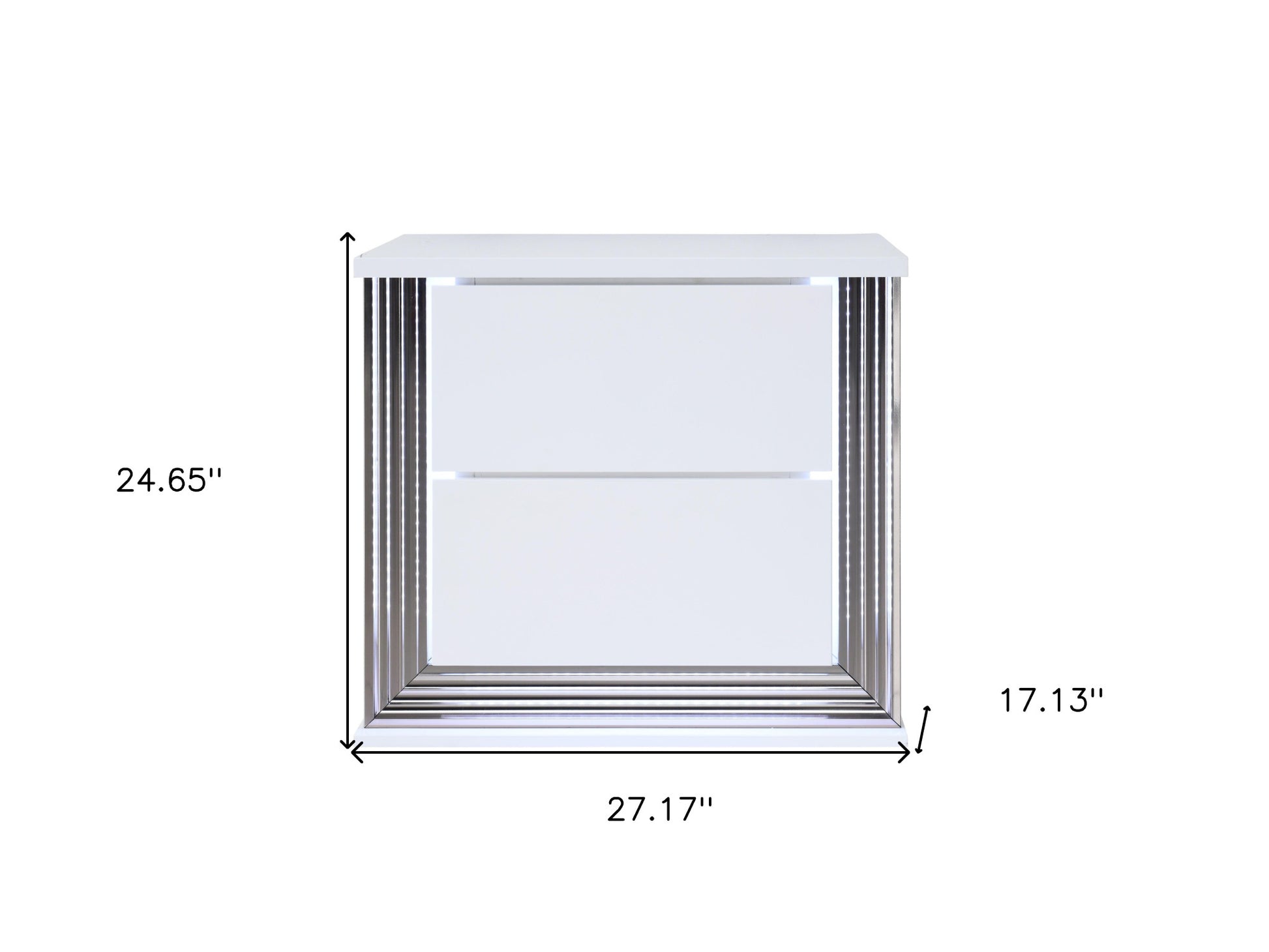 25" White Solid and Manufactured Wood Lighted Two Drawer Nightstand-Nightstands & Bedside Tables-DECOROLALA