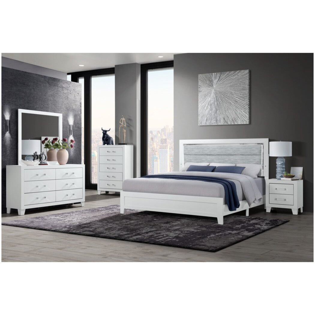 White And Gray Wood And Upholstery Lighted Twin Bed Frame-6