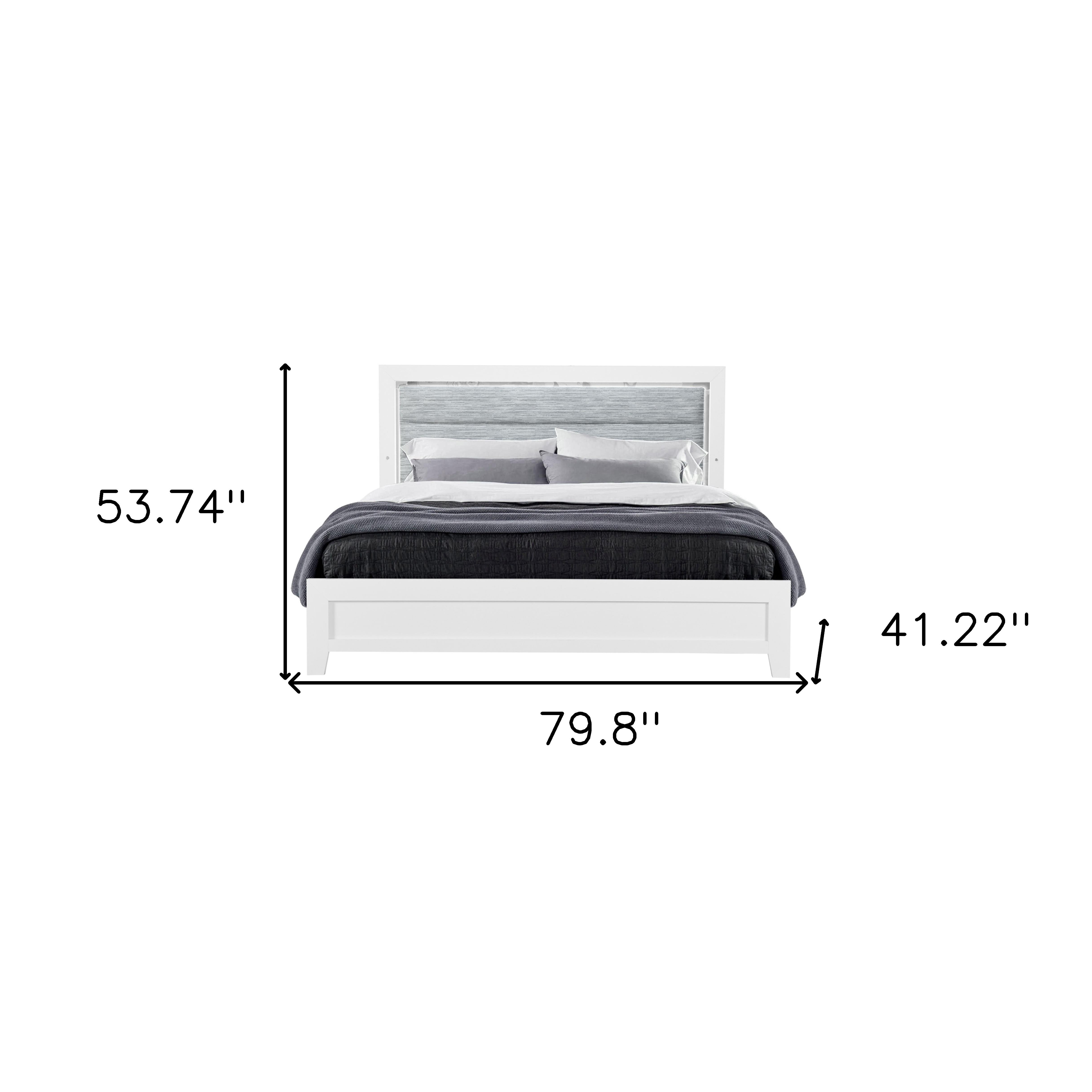 White And Gray Wood And Upholstery Lighted Twin Bed Frame-7