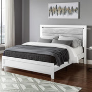 White And Gray Wood And Upholstery Lighted Twin Bed Frame-0