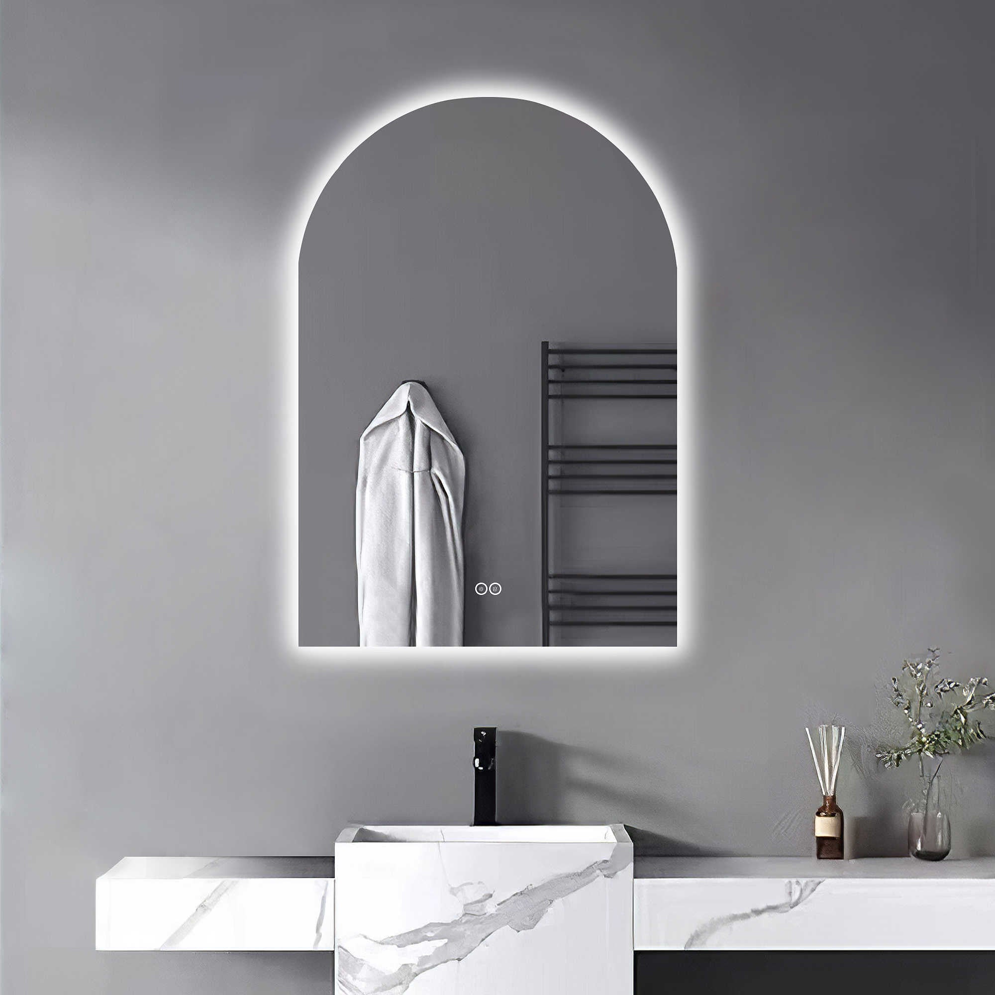 36" Clear Lighted Arch Unframed Bathroom Vanity Mirror-Mirrors-DECOROLALA