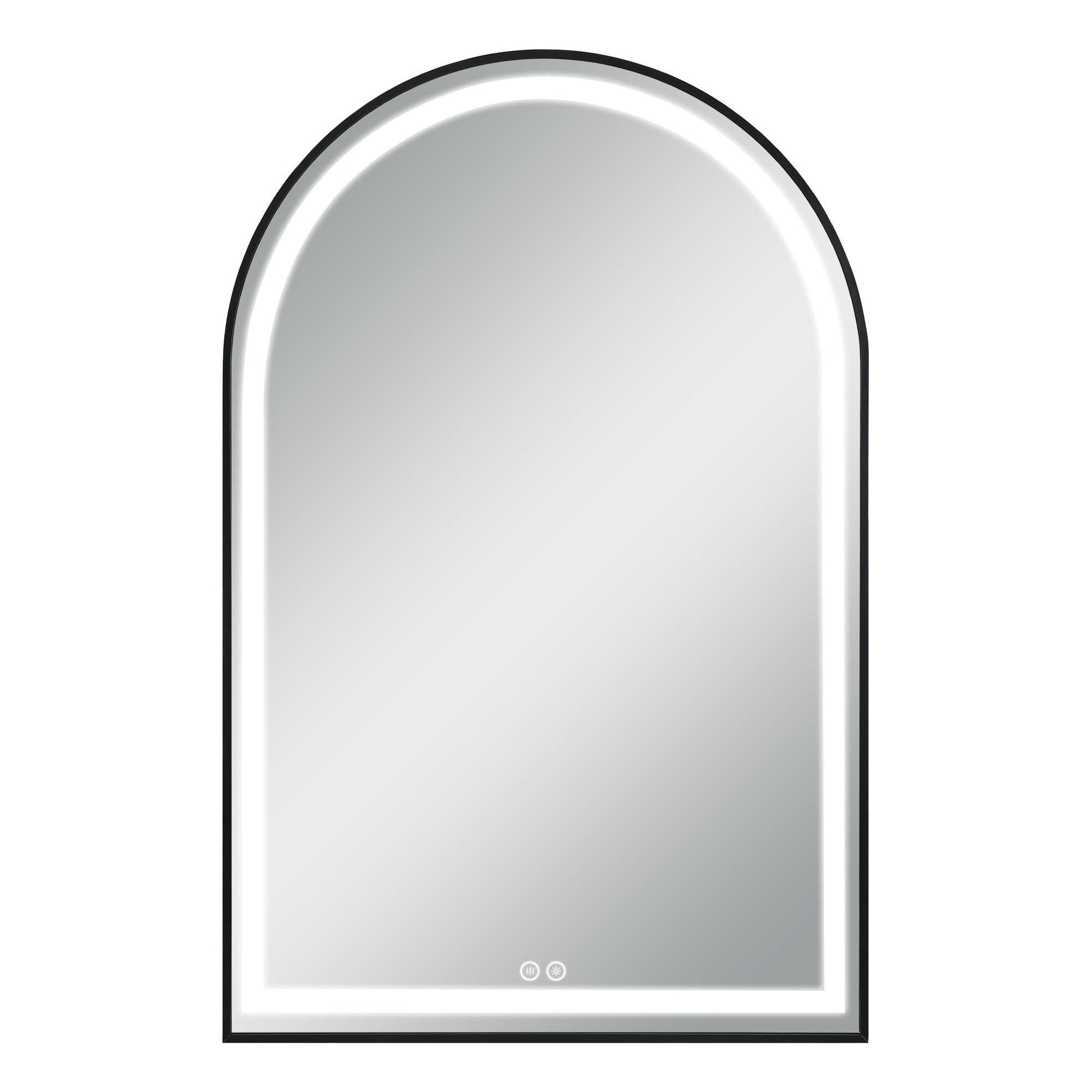 38" Black Metal Arch Lighted Bathroom Vanity Mirror-Mirrors-DECOROLALA
