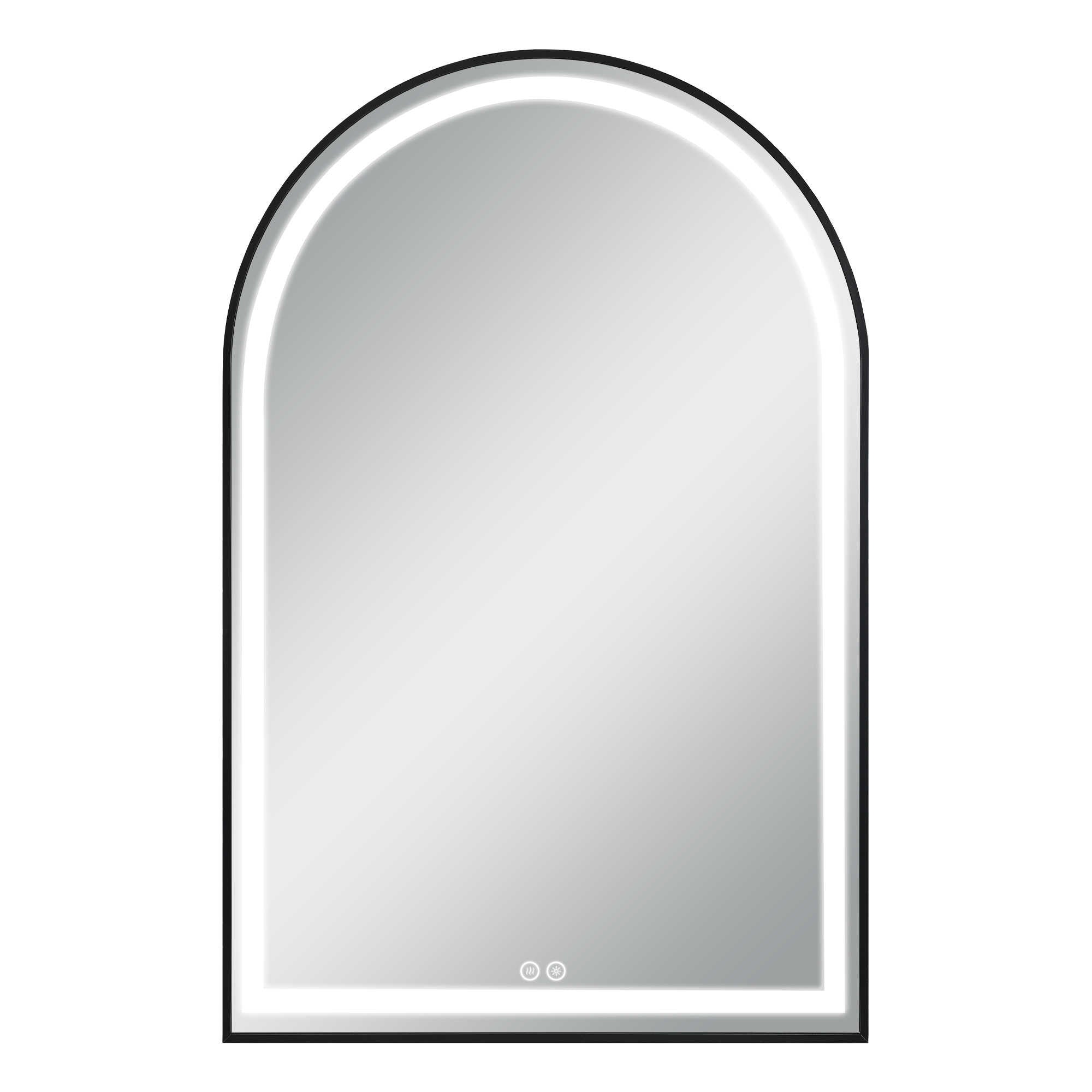 38" Black Metal Arch Lighted Bathroom Vanity Mirror-Mirrors-DECOROLALA
