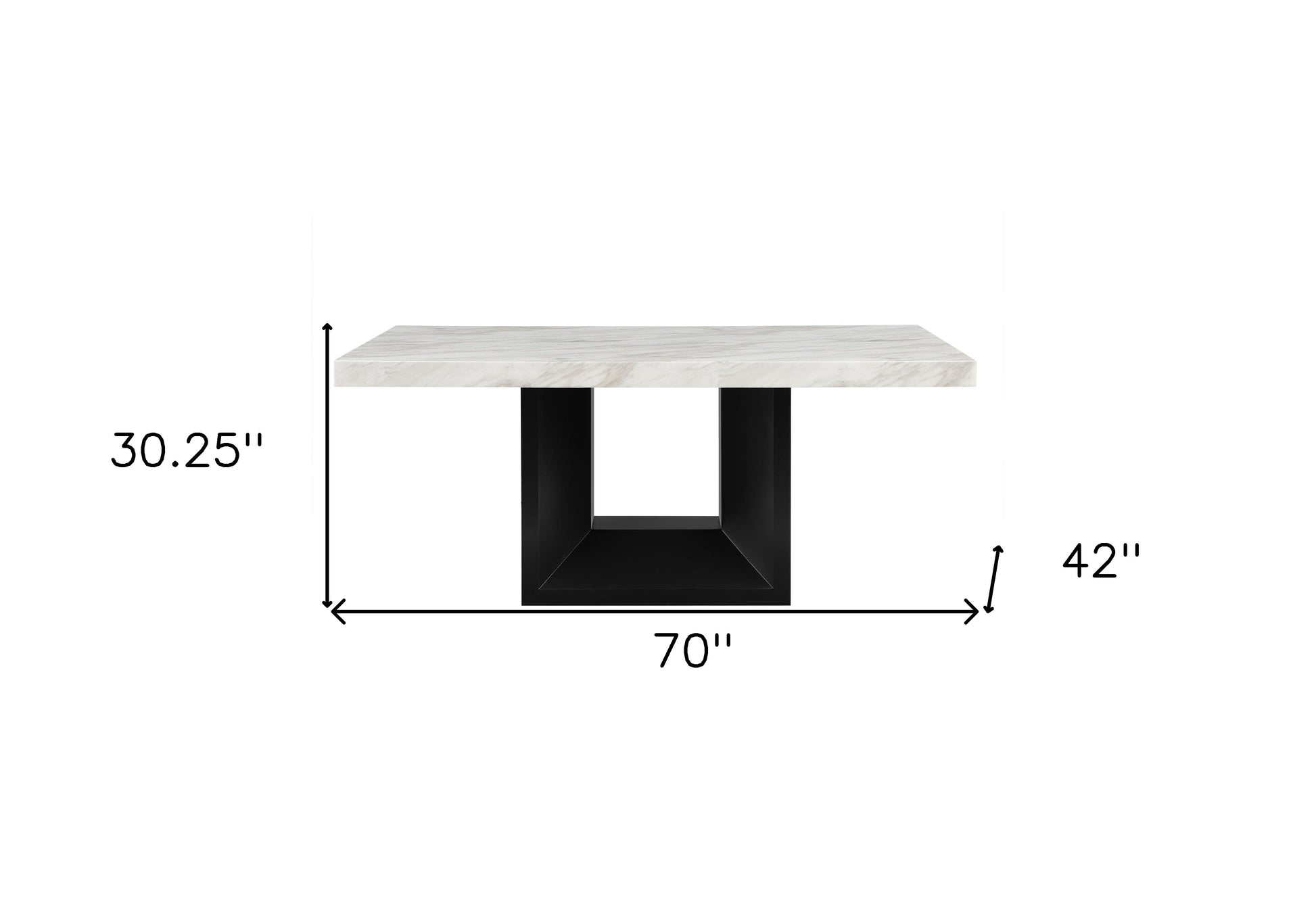70" White and Black Faux Marble and Wood Pedestal Base Dining Table-Dining Tables-DECOROLALA