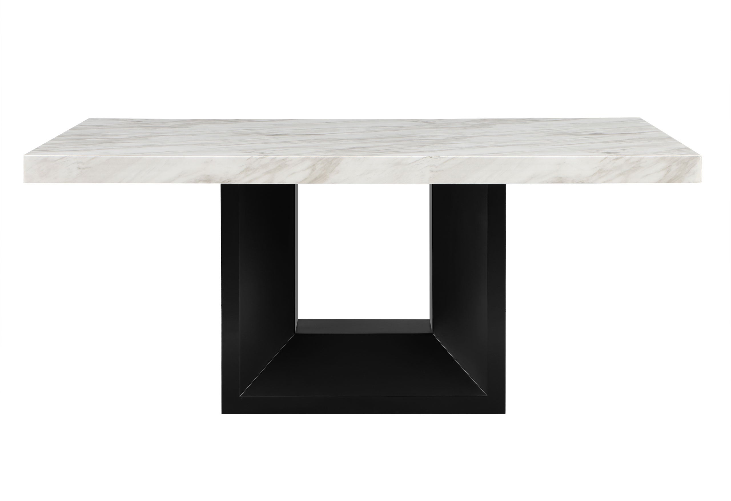 70" White and Black Faux Marble and Wood Pedestal Base Dining Table-Dining Tables-DECOROLALA