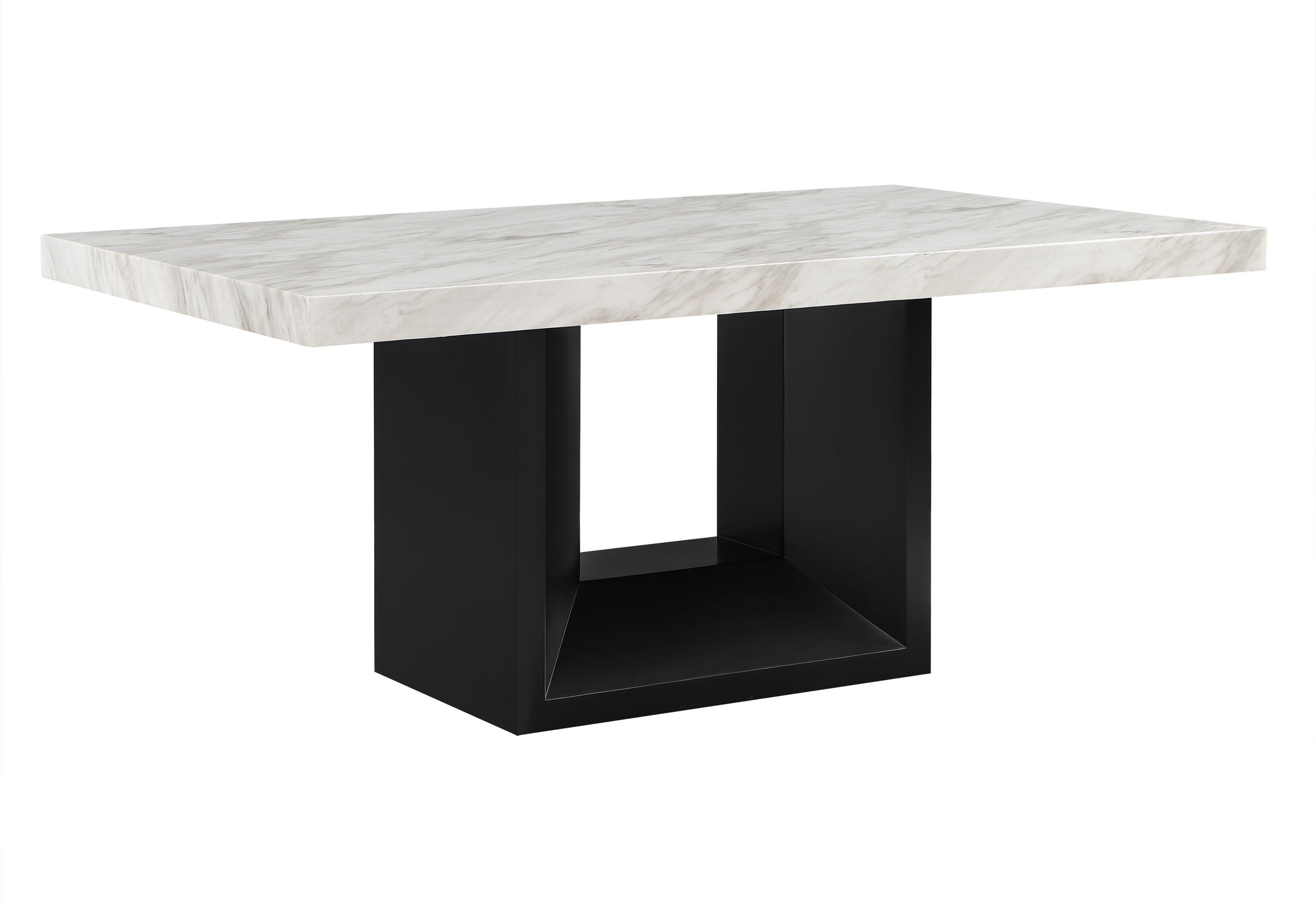 70" White and Black Faux Marble and Wood Pedestal Base Dining Table-Dining Tables-DECOROLALA