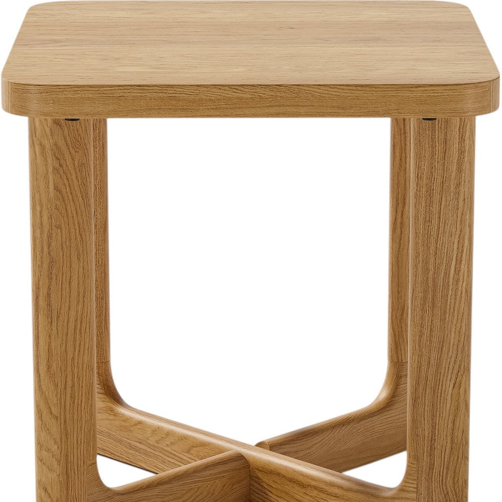 24" Natural Solid Wood Square Cross Legs End Table-End-Side Tables-DECOROLALA