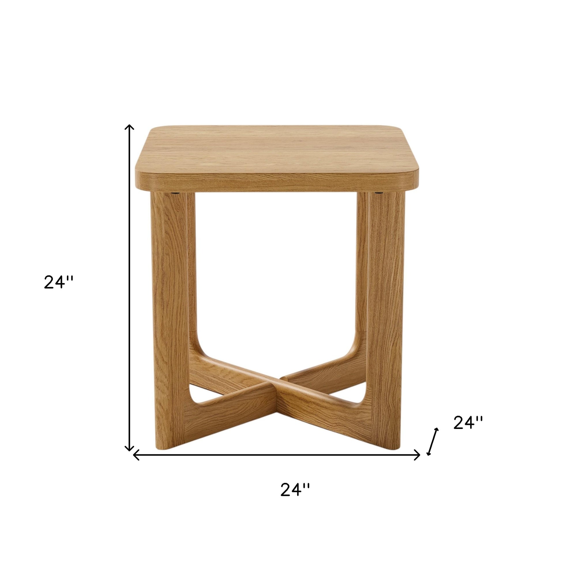24" Natural Solid Wood Square Cross Legs End Table-End-Side Tables-DECOROLALA