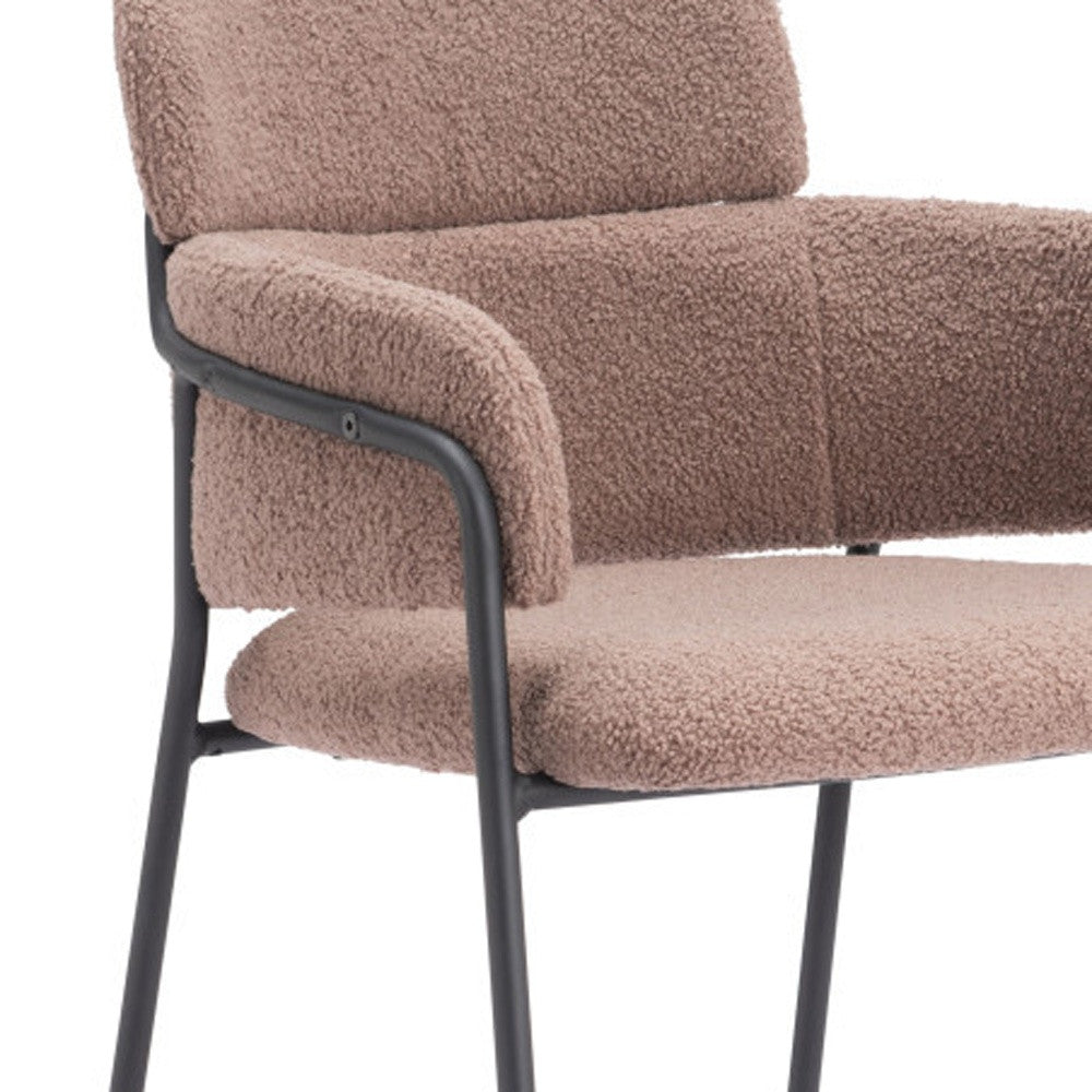 Set of Two 26" Brown and Black Faux Shearling and Steel Counter Height Bar Chairs-6