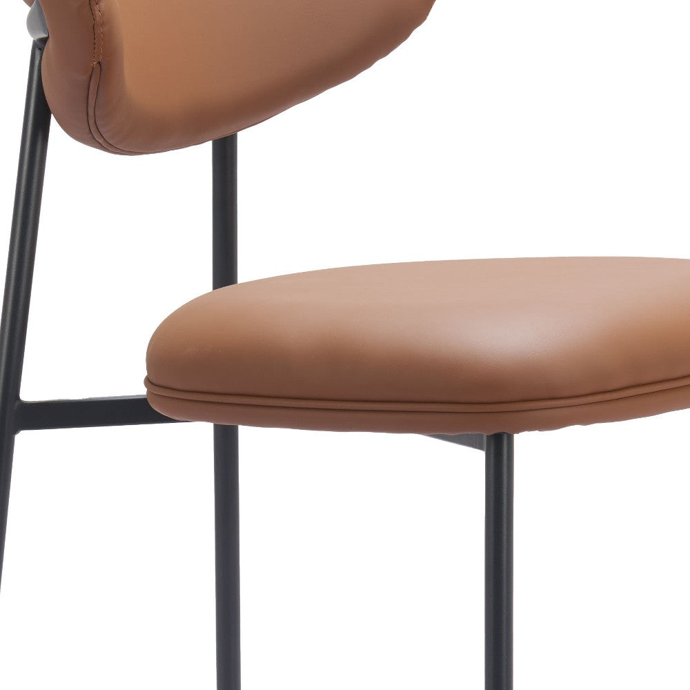 Set of Two 29" Brown and Black Faux Leather and Steel Low Back Bar Height Bar Chairs-8