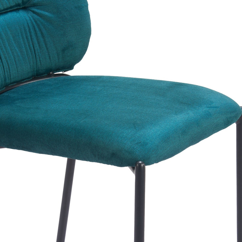 Set of Two 25" Green and Black Velvet and Steel Counter Height Bar Chairs-8