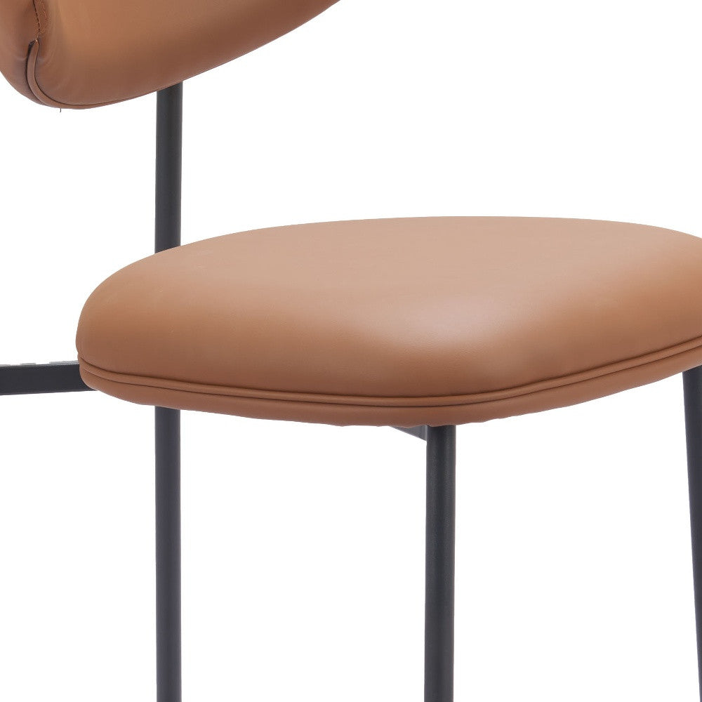 Set of Two 25" Brown and Black Faux Leather and Steel Low Back Counter Height Bar Chairs-7