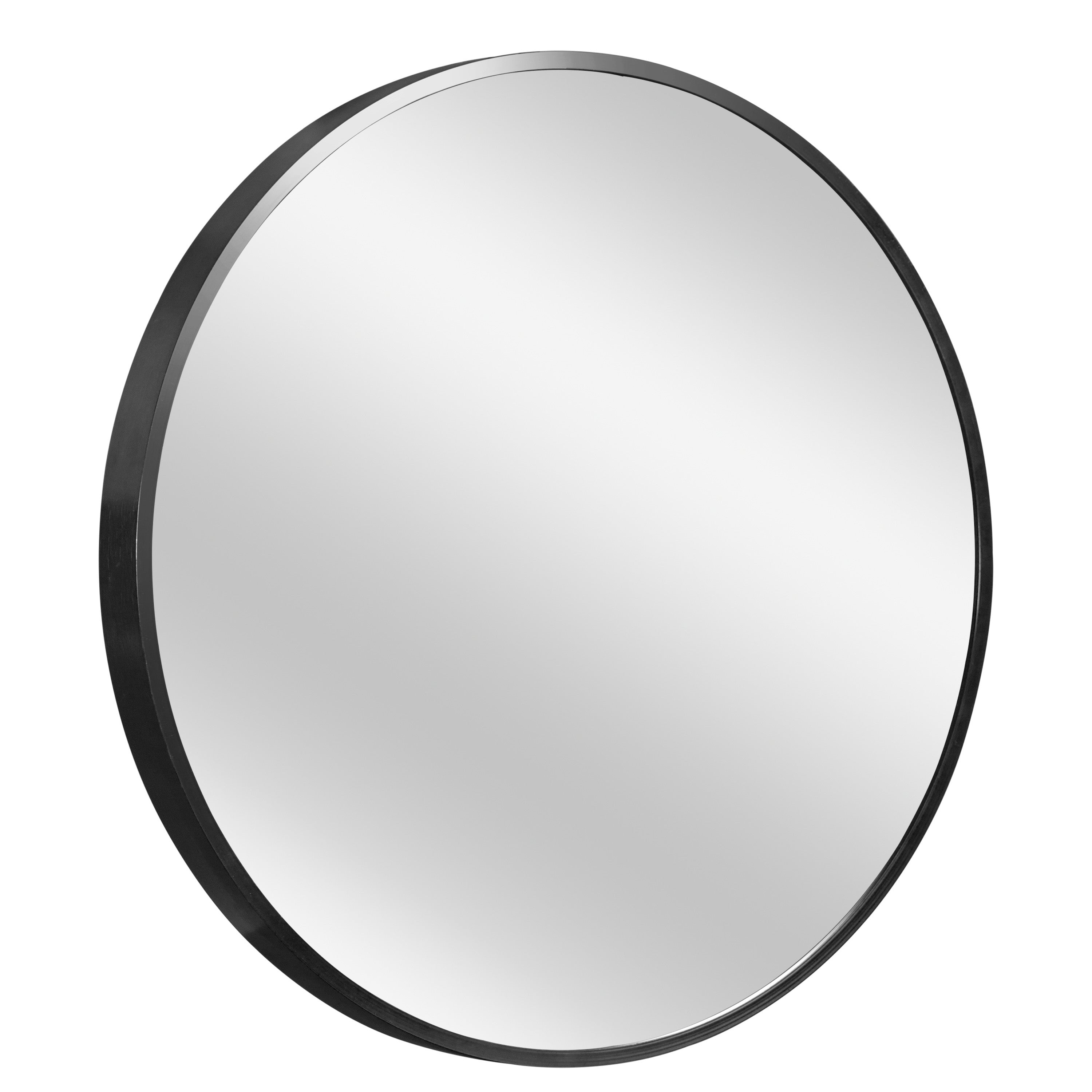 20" Black Round Aluminum Framed Bathroom Vanity Mirror-Mirrors-DECOROLALA