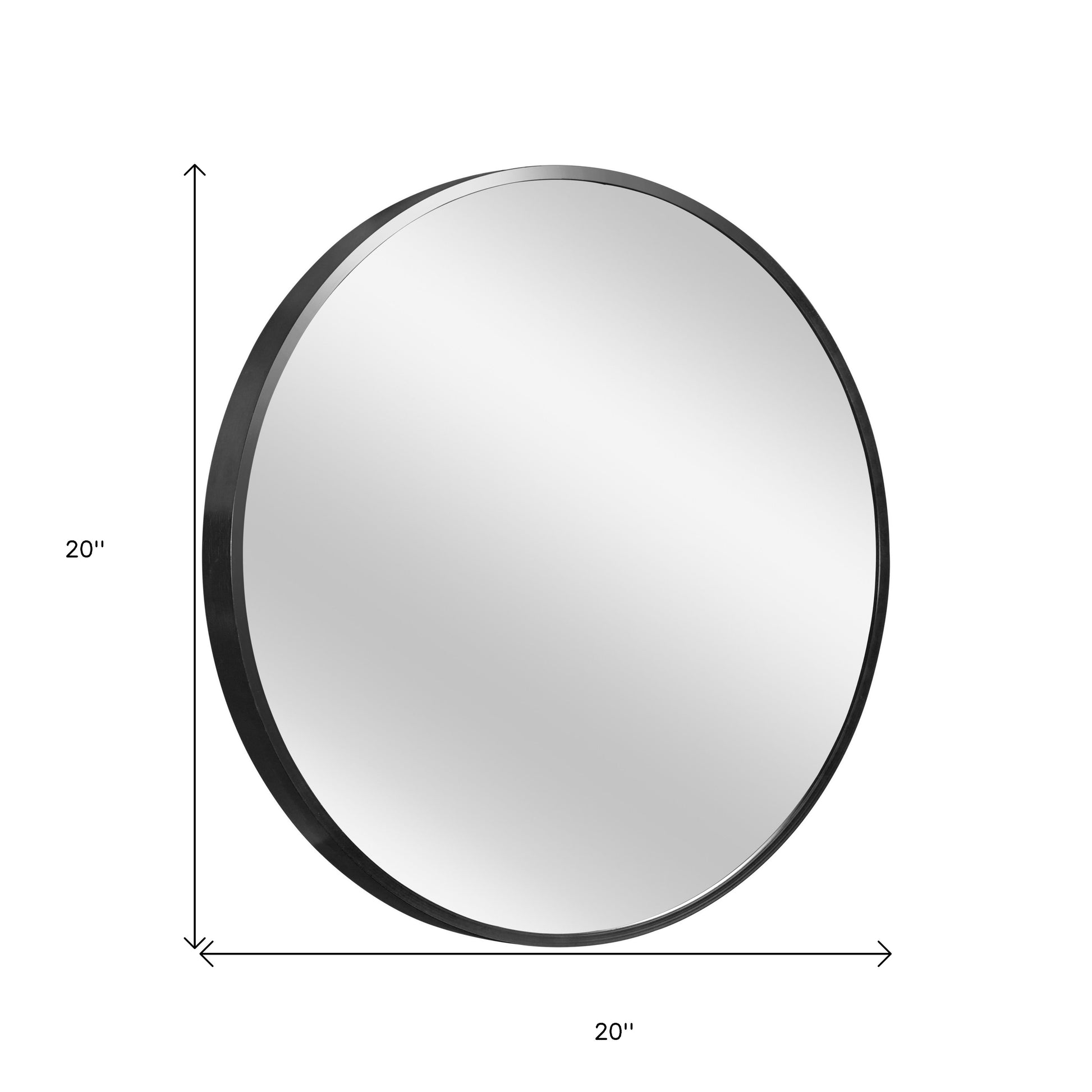 20" Black Round Aluminum Framed Bathroom Vanity Mirror-Mirrors-DECOROLALA