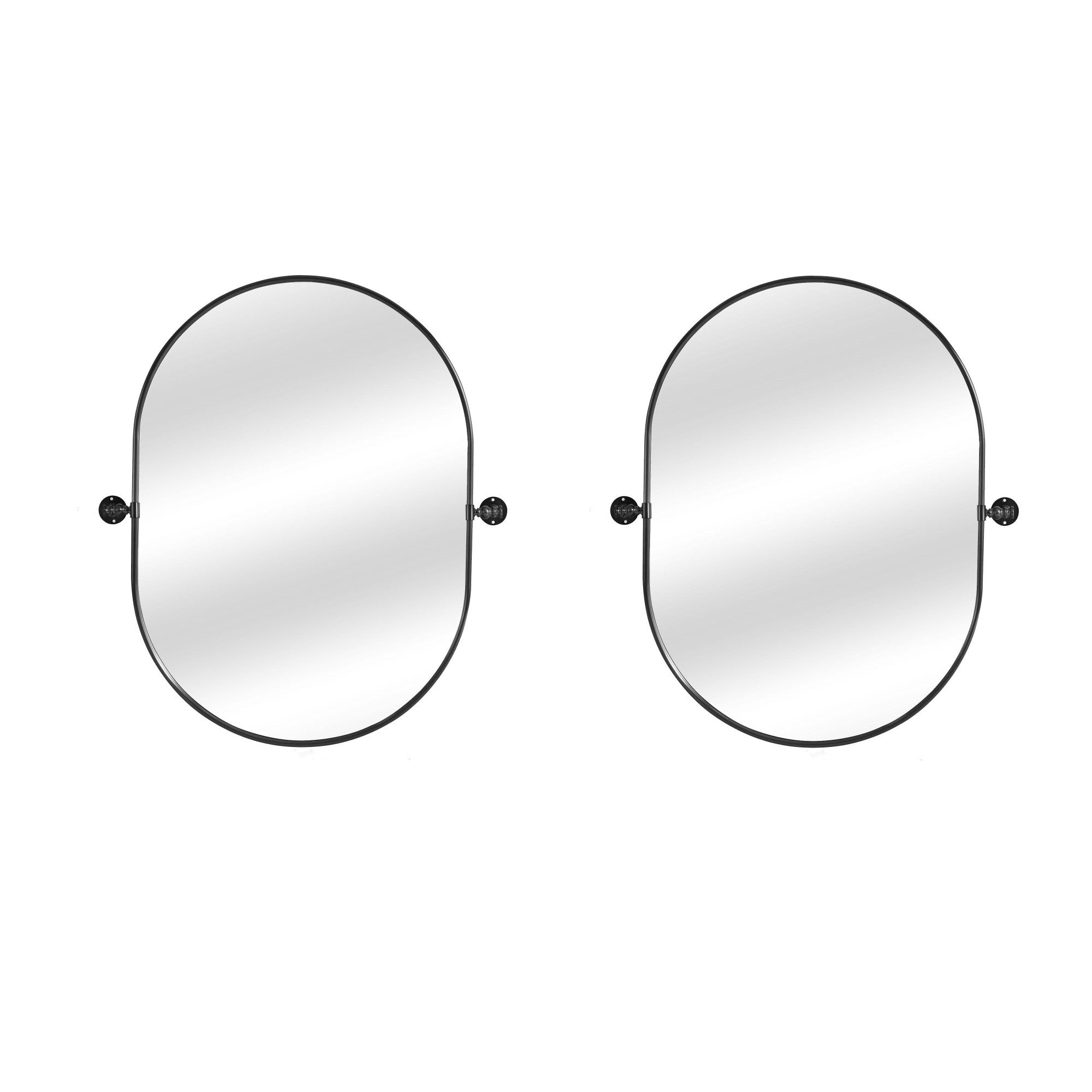 32" Black Oval Iron Framed Bathroom Vanity Mirror-Mirrors-DECOROLALA