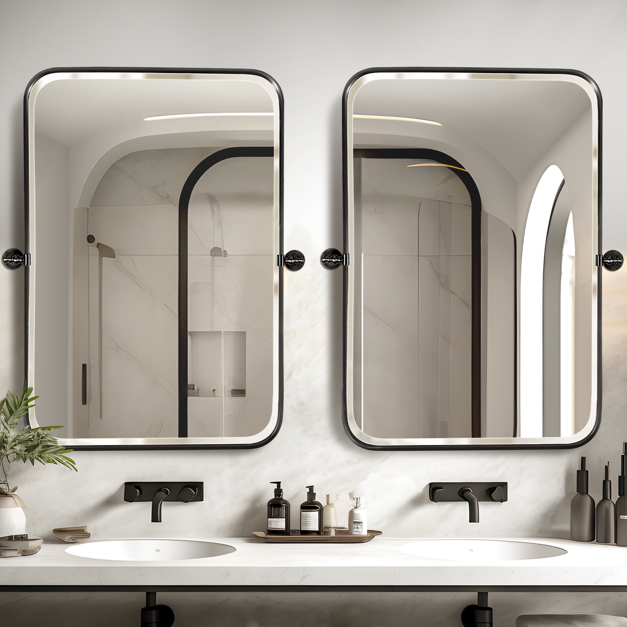 32" Black Iron Framed Bathroom Vanity Mirror-Mirrors-DECOROLALA